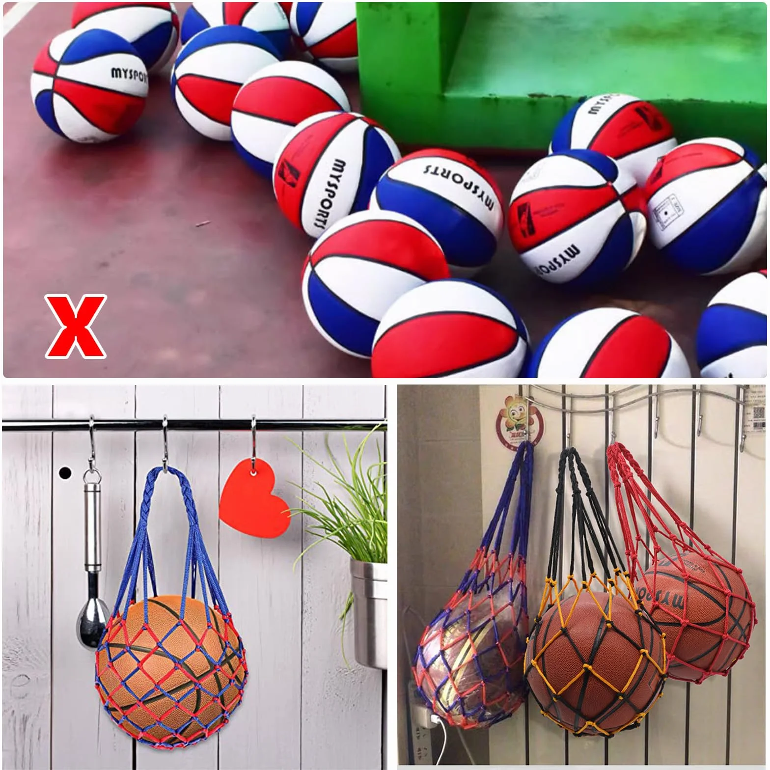 Bolsa para Balón Red para Balones de Fútbol con 2 Agujas Plateadas Inflables para Baloncesto Voleibol