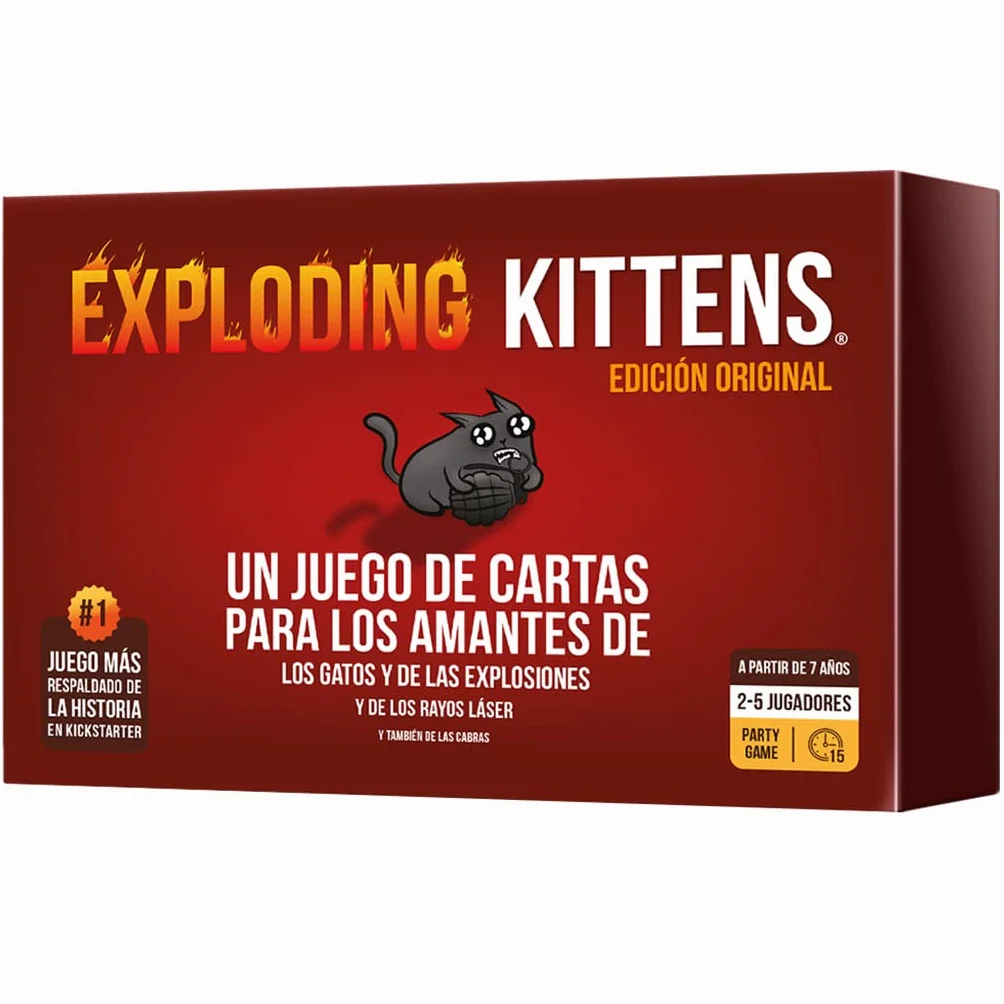 Asmodee Exploding Kittens, Juego para niños y Adultos a Partir de 7 años, Juego de Mesa estratégico y humorístico, No Hagas explotar los Gatitos, 2 a 5 Jugadores, 15 min, Español