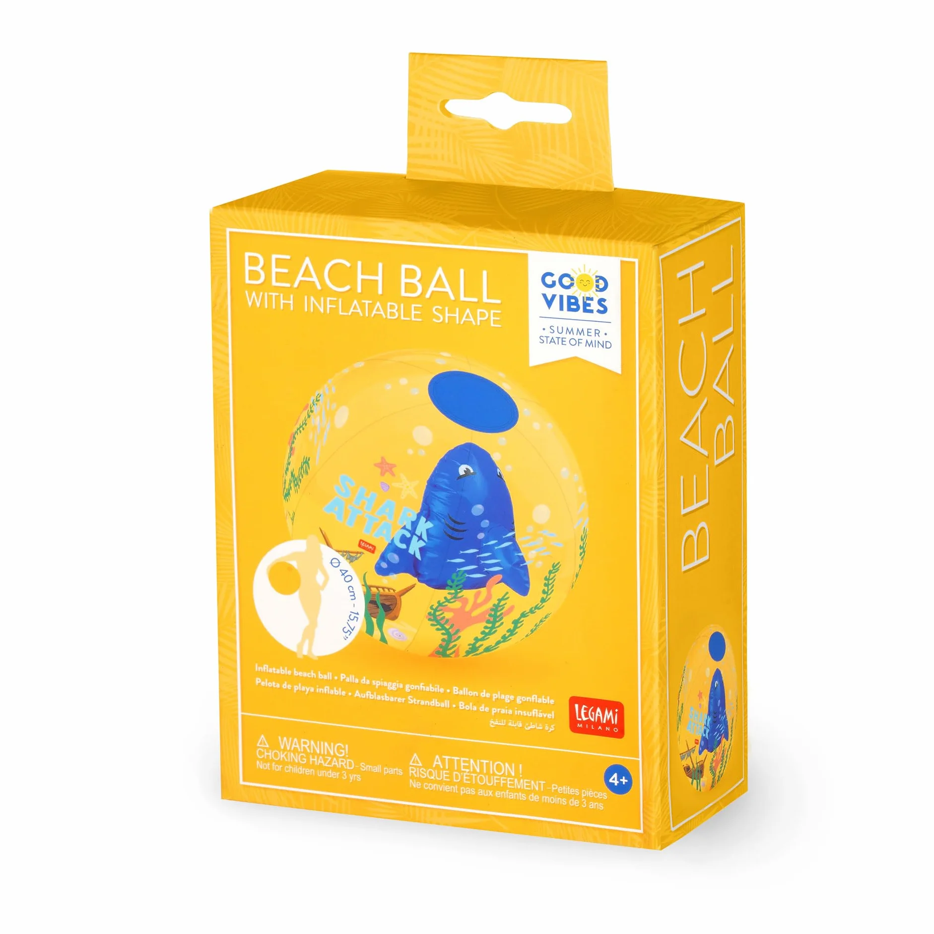 Legami - Pelota de Playa Hinchable, Pelota Hinchable de PVC, Suave para niños, Pelota Hinchable para Fiestas de Playa, Hinchable, para Jugar fútbol o Voleibol, diámetro 40 cm
