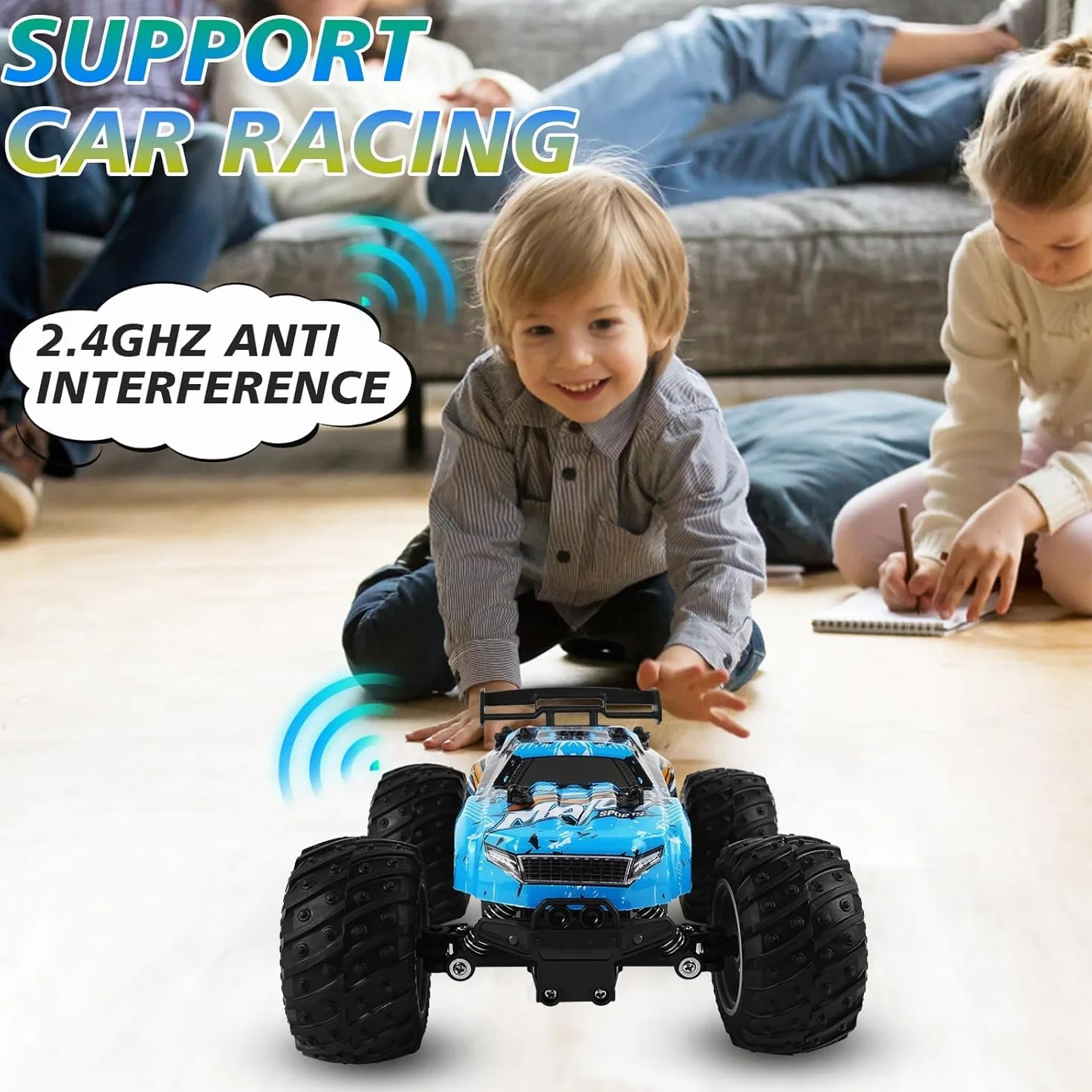 Coche Teledirigido Todoterreno 1:16, 20 km/h, Control 2.4Ghz, Luces LED Brillantes, Baterías Recargables, Juguete para Niños y Niñas de 6 a 12 Años, Regalo Ideal para Cumpleaños y Navidad