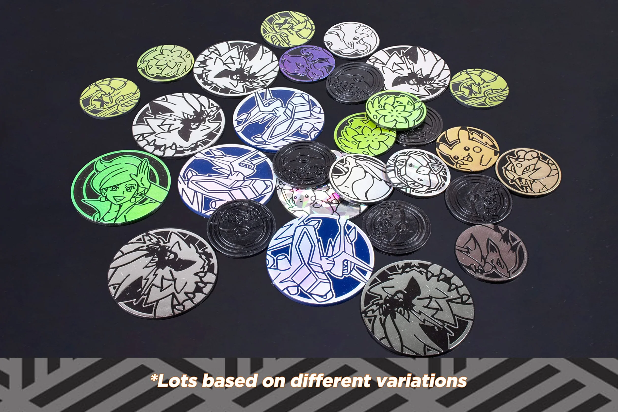 Monedas Pokemon Auténtico Pack de 5, Diferentes Tamaños, Plata, Accesorio Oficial para Juego de Cartas Pokemon Ideal para Calendario Adviento