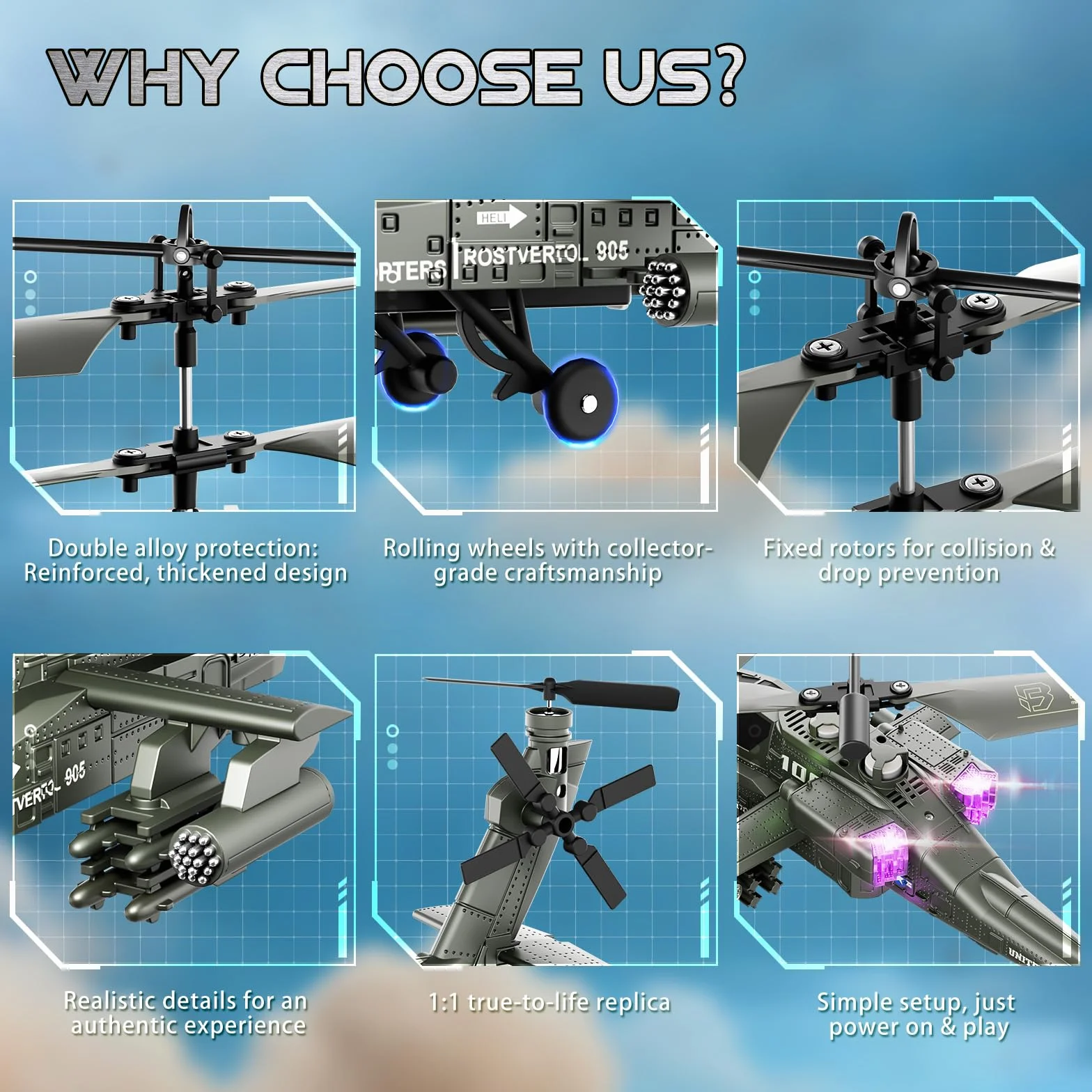 XIKOTEC Helicóptero Teledirigidos, RC Helicóptero, con Mantenimiento de Altitud, Giroscopio & Luz LED, 2 Baterías & Carga USB-C, Regalo para Niños de 8-12 Años (Verde)