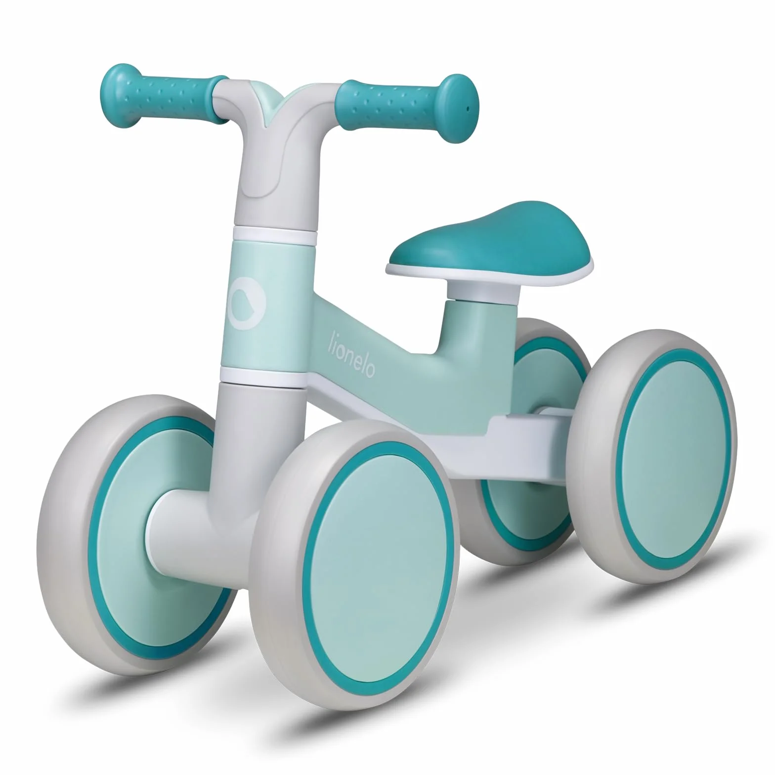 lionelo VILLY Bicicleta de Equilibrio Ligera, Correpasillos para bebés 4 Ruedas de 1 a 3 años (hasta 30 kg), Amortiguación Delantera, Asiento ergonómico, Regalo para niñas y niños (Turquoise)