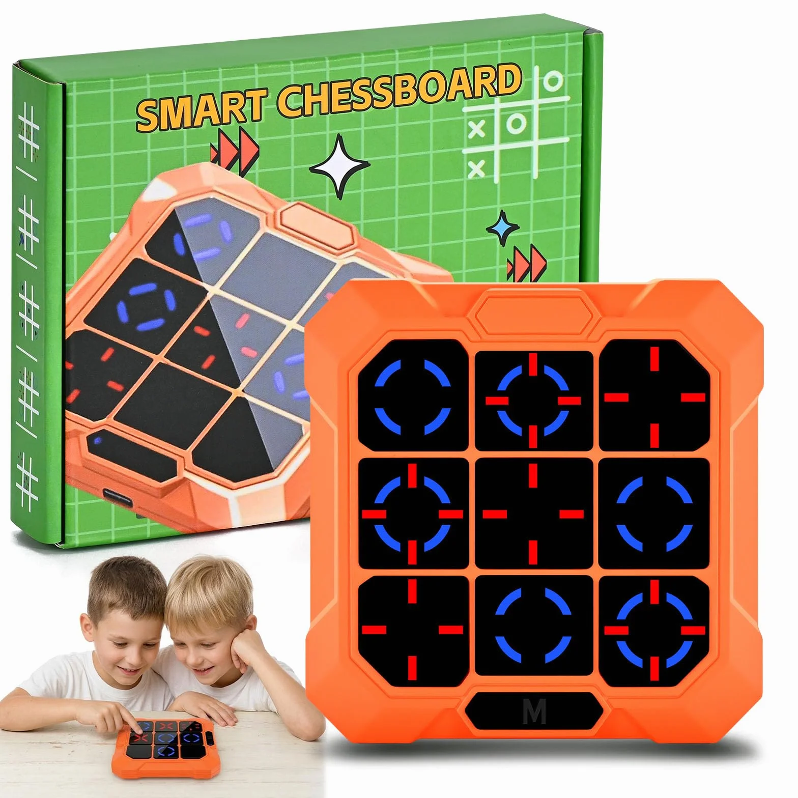 BlueSwan Tres en Raya Electrónico 6 en 1, Tic‑Tac‑Toe Juegos de Viaje, Consola de Bolsillo con Modo Silencioso y Batería Recargable