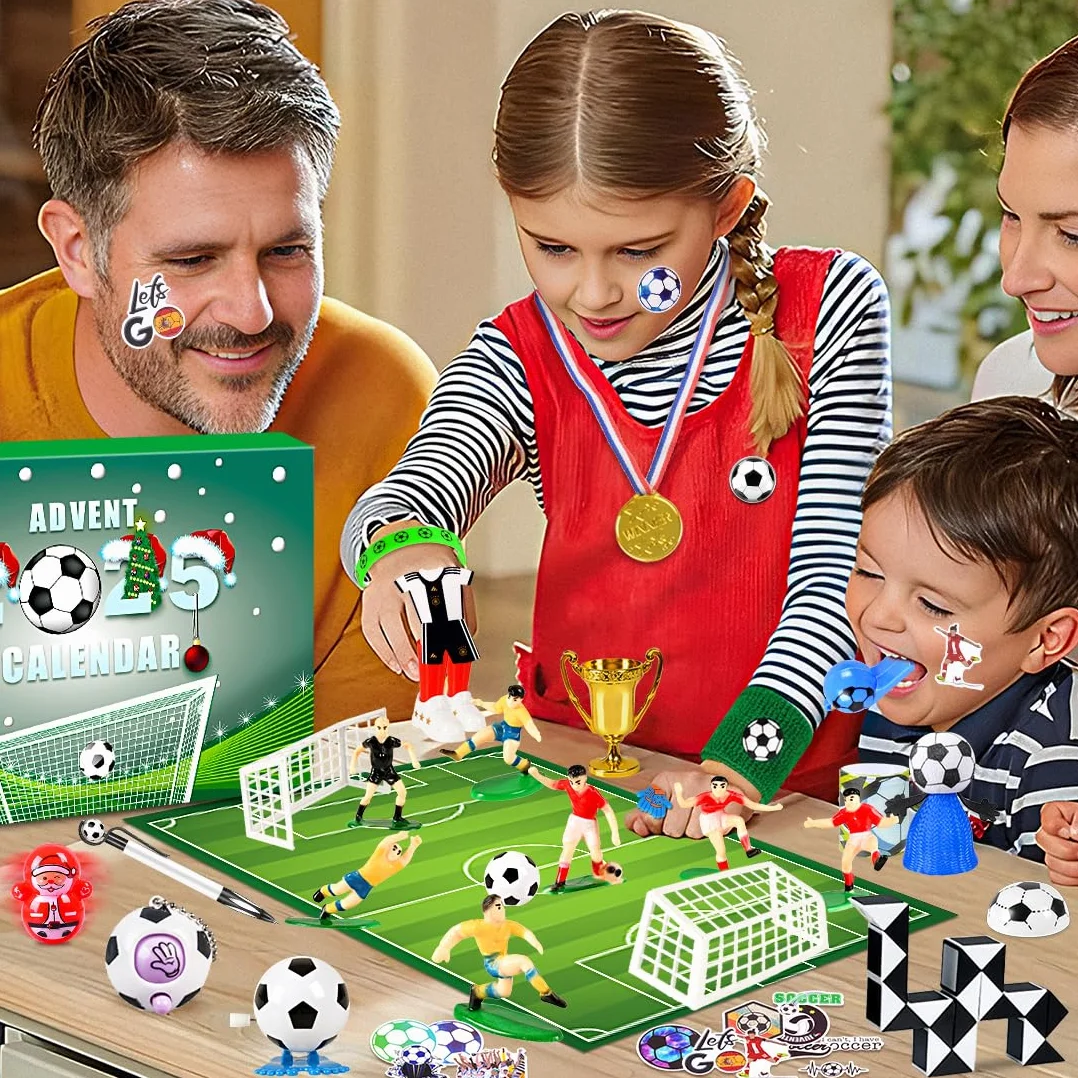 iZoeL Adviento Calendario 2025 Fútbol Copa Mundial 24 juegos Temáticos Adviento Calendario Copa Mundial 24 Días Llenos Sorpresas Calendario De Adviento Fútbol Divertido Niños Familia (Verde)