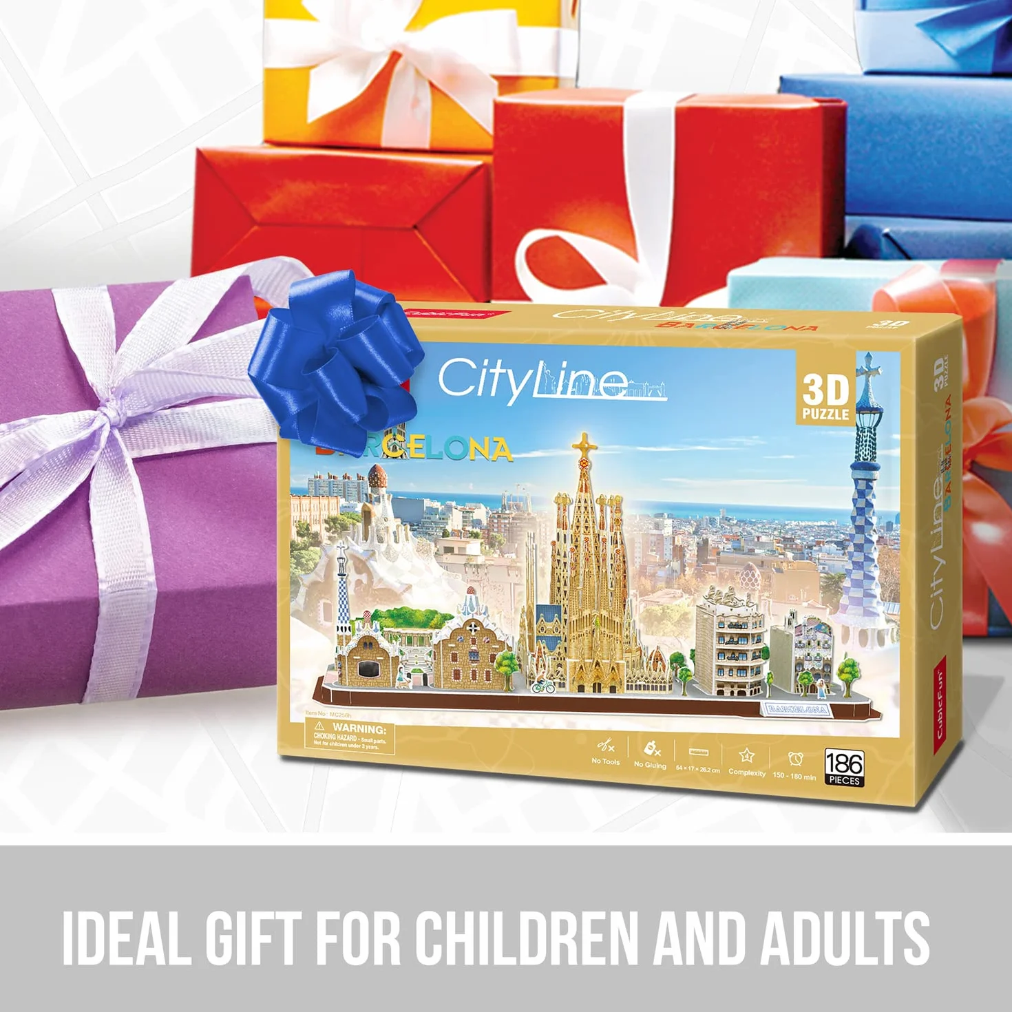 Puzzle 3D - Barcelona Cityline | Puzzle 3D Niños Y Adultos | Maquetas para Montar Y Construir | Puzzles 3D | Maquetas para Construir Adultos Y Niños | 186 Piezas | Regalo Niño 8 Años