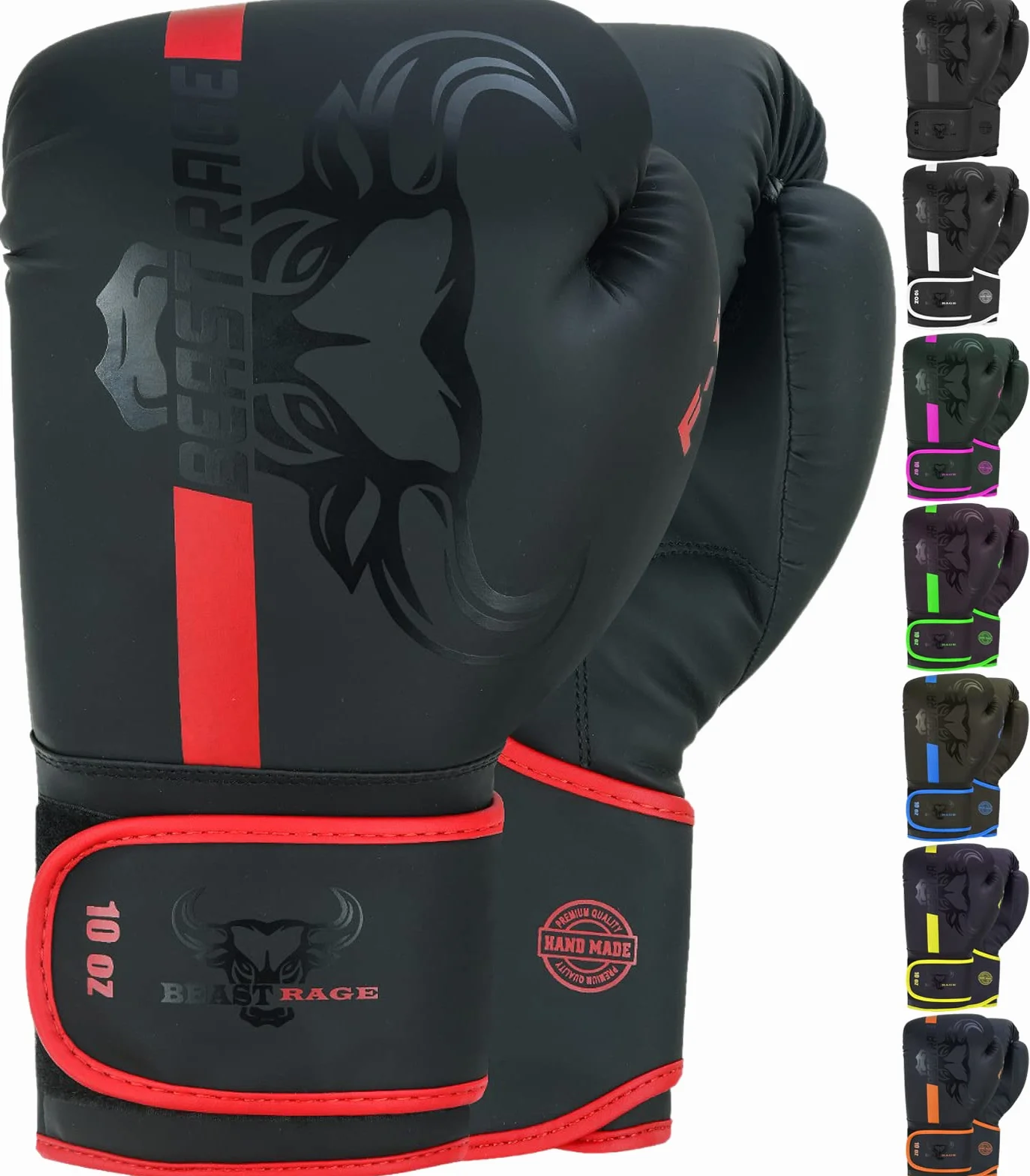 Beast Rage Guantes de Boxeo Pro Impact Entrenamiento Sparring Muay Thai MMA Kickboxing Saco Pesado