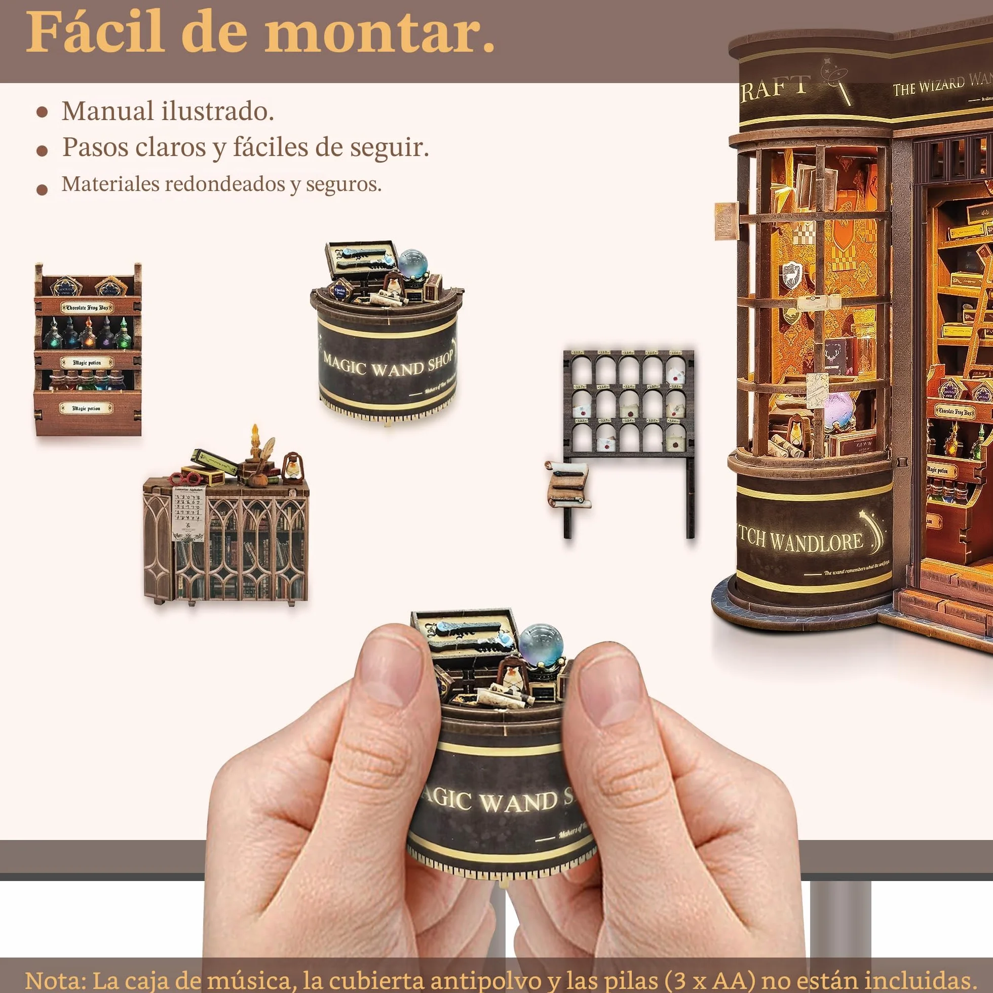 Kit Book Nook Casas en Miniatura con Muebles y Luces LED para Adultos