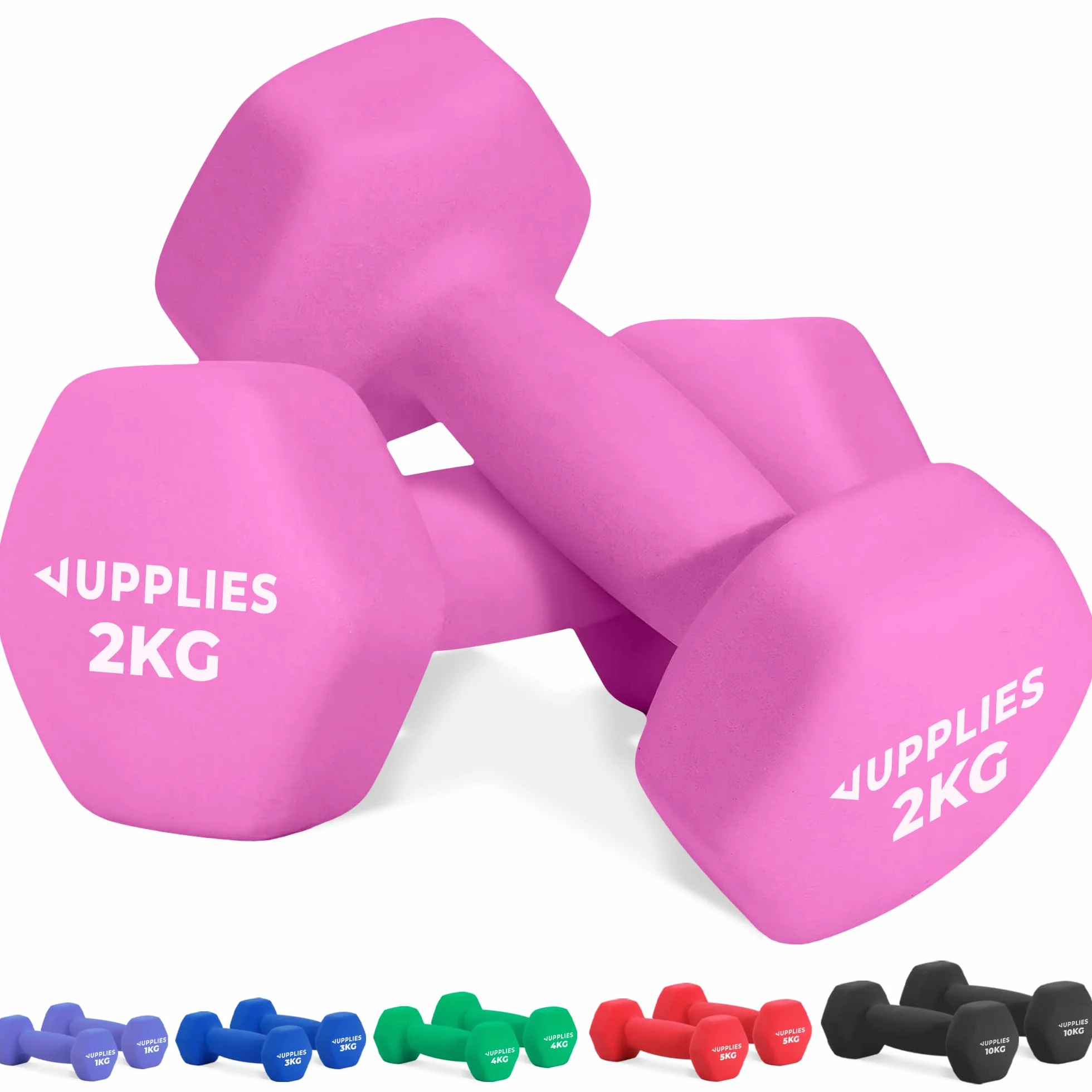 Juego de Pesas y Mancuernas de Neopreno 1Kg-10Kg (Pares) - Anti-Rodamiento y Antideslizantes - Entrenamiento en Casa