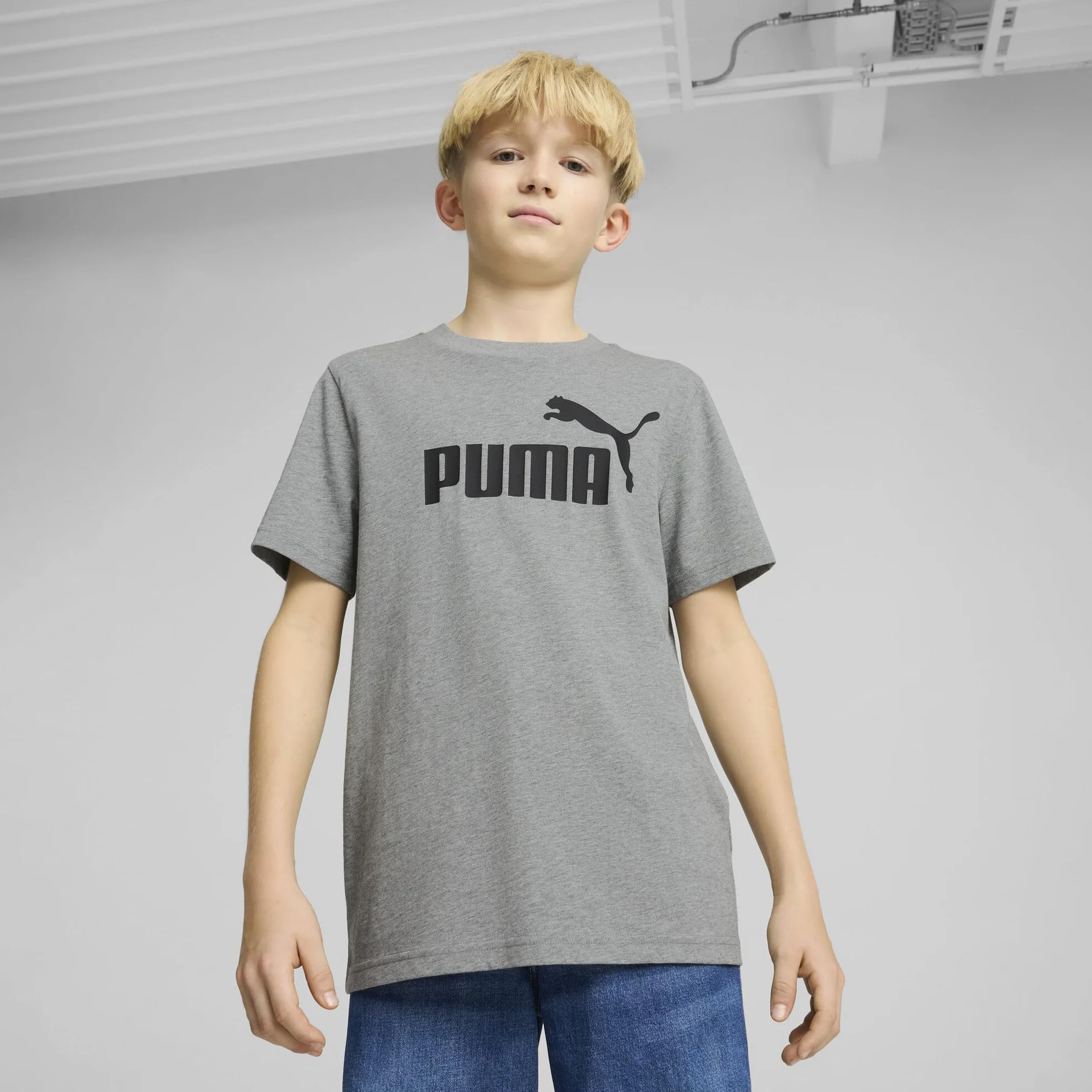 PUMA ESS No. 1 Logo tee B Camiseta Niño Medium Gray Heather 164