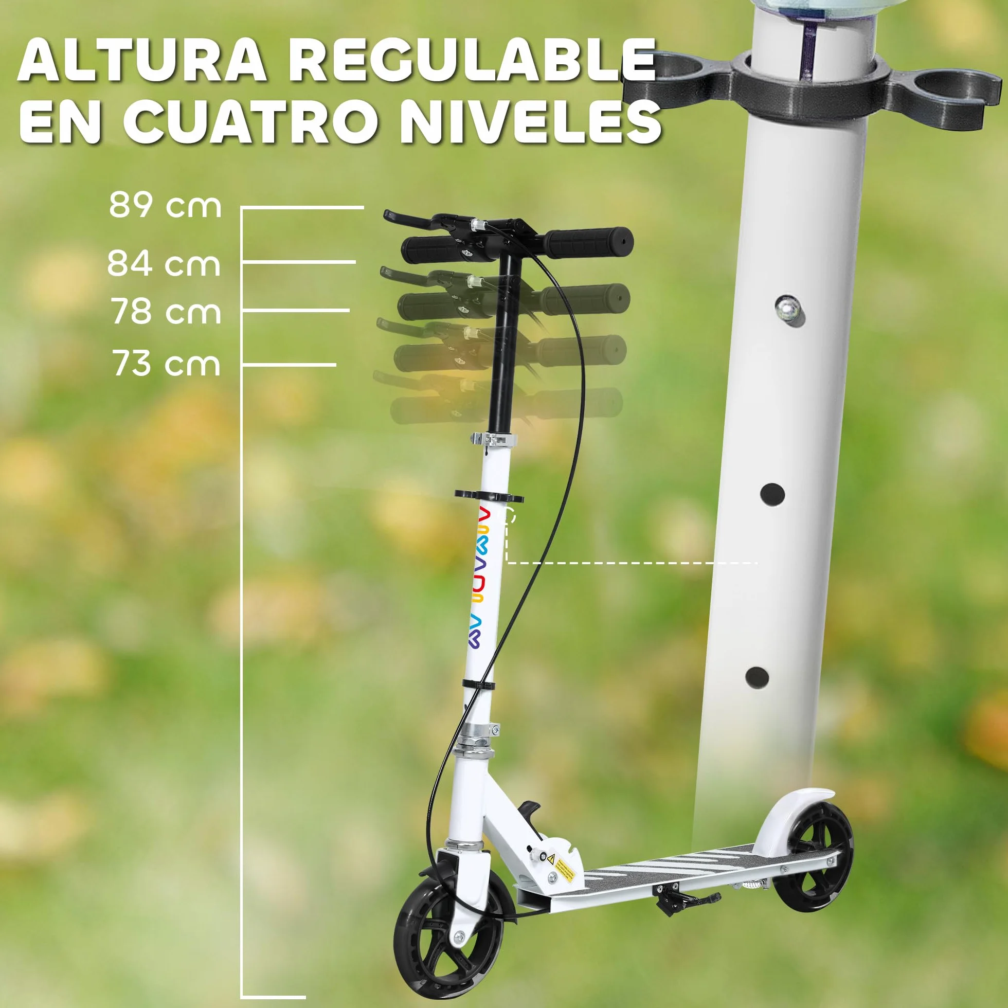 AIYAPLAY Patinete Plegable para Niños de 3-8 Años, Patinete Infantil de 2 Ruedas con Luces, Manillar de 4 Altura Ajustable, Freno Posterior y de Mano