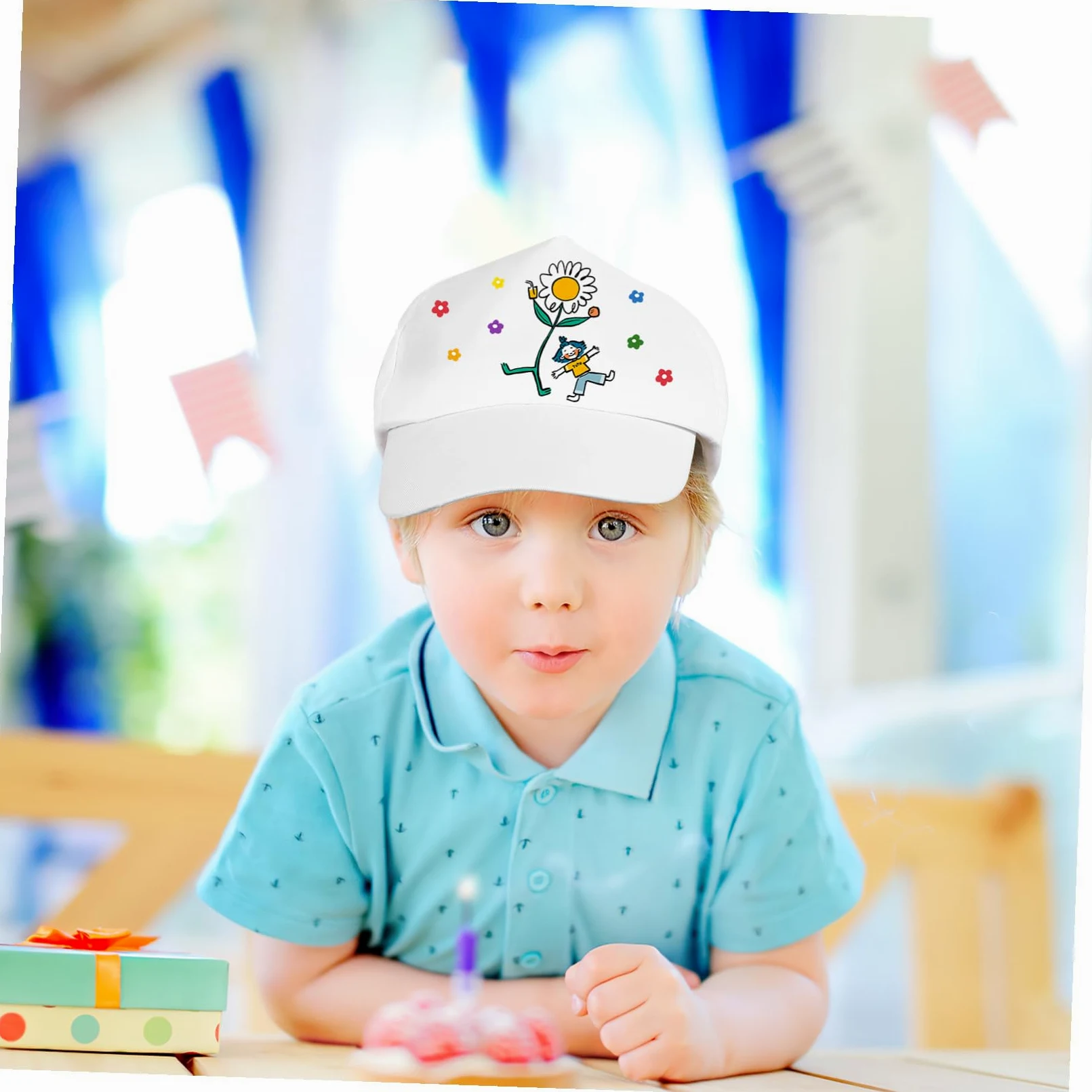 TOYANDONA 10 Gorras de Béisbol en White para Niños, para Pintar, con Visera, para Manualidades, Cumpleaños de Niños Pequeños, Sombreros de Sol para