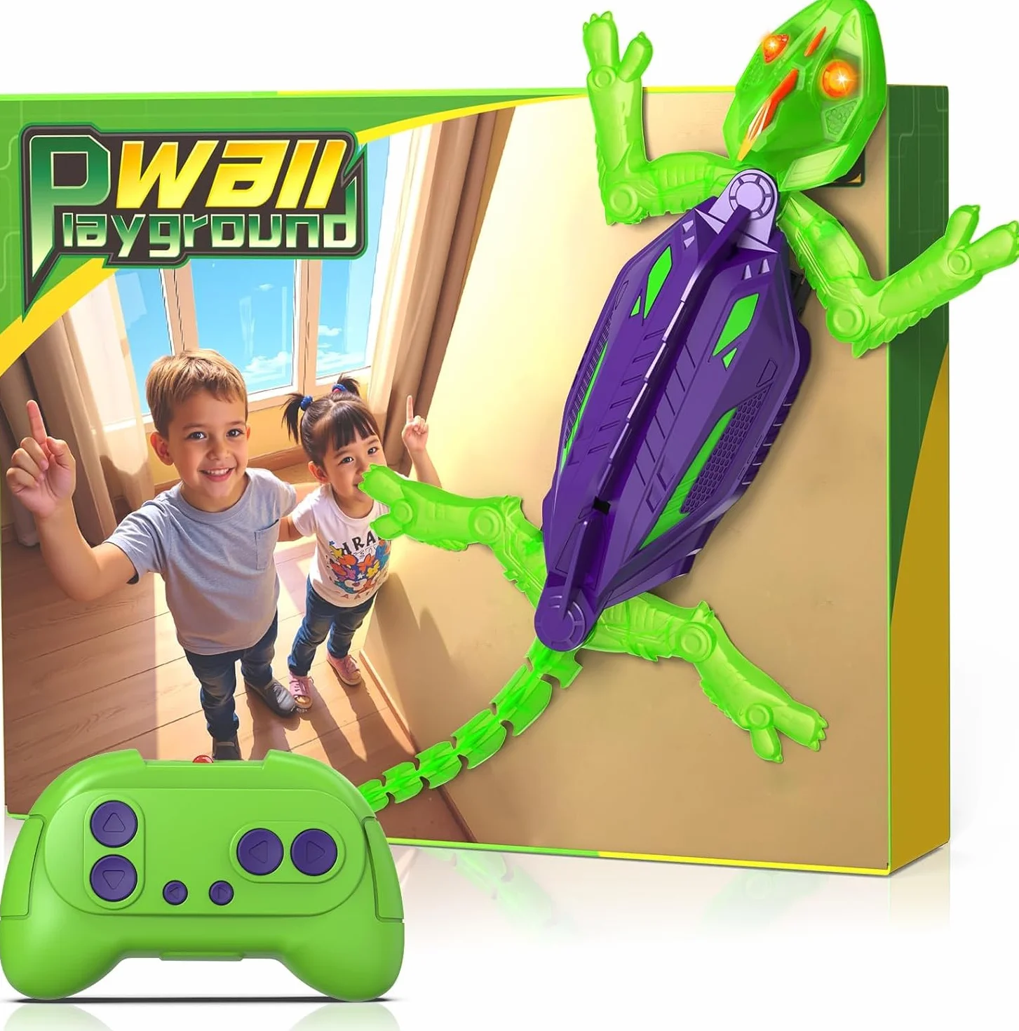 Goody King Lagarto Trepador Paredes - Robot Lagartija Teledirigida Que Trepa Paredes y Techos - Wallcrawler Gecko - Juguete con Movimientos Reales y Giro 360° - Regalo para Niños a Partir de 3 Años