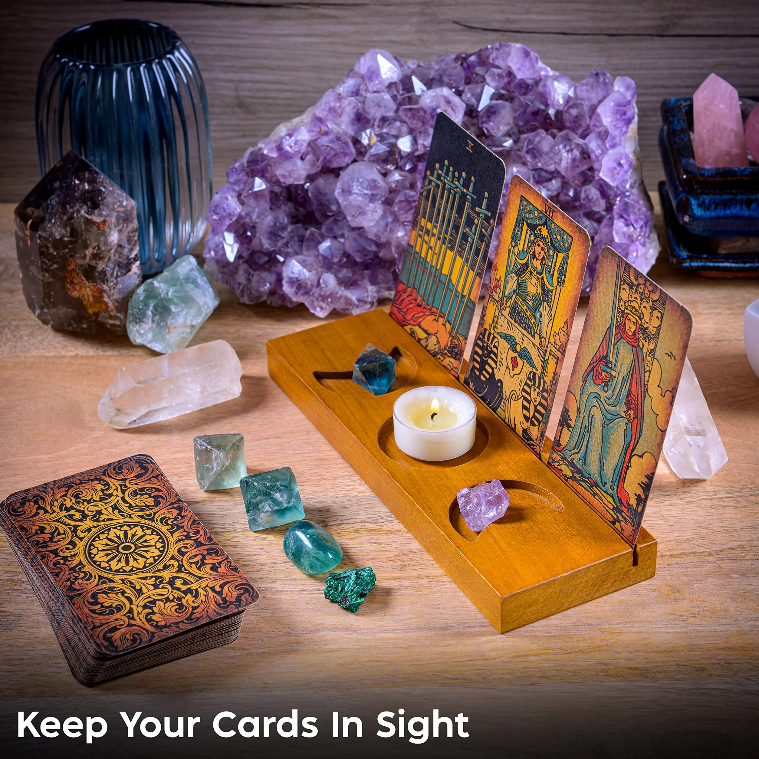Tarot Tarot Soporte para tarjetas – Muestra tus tarjetas de afirmación diaria – Tarot Tarot – Accesorios para tarot – Tarot Board Altar Stand – Pagan & Wiccan Altar Suministros