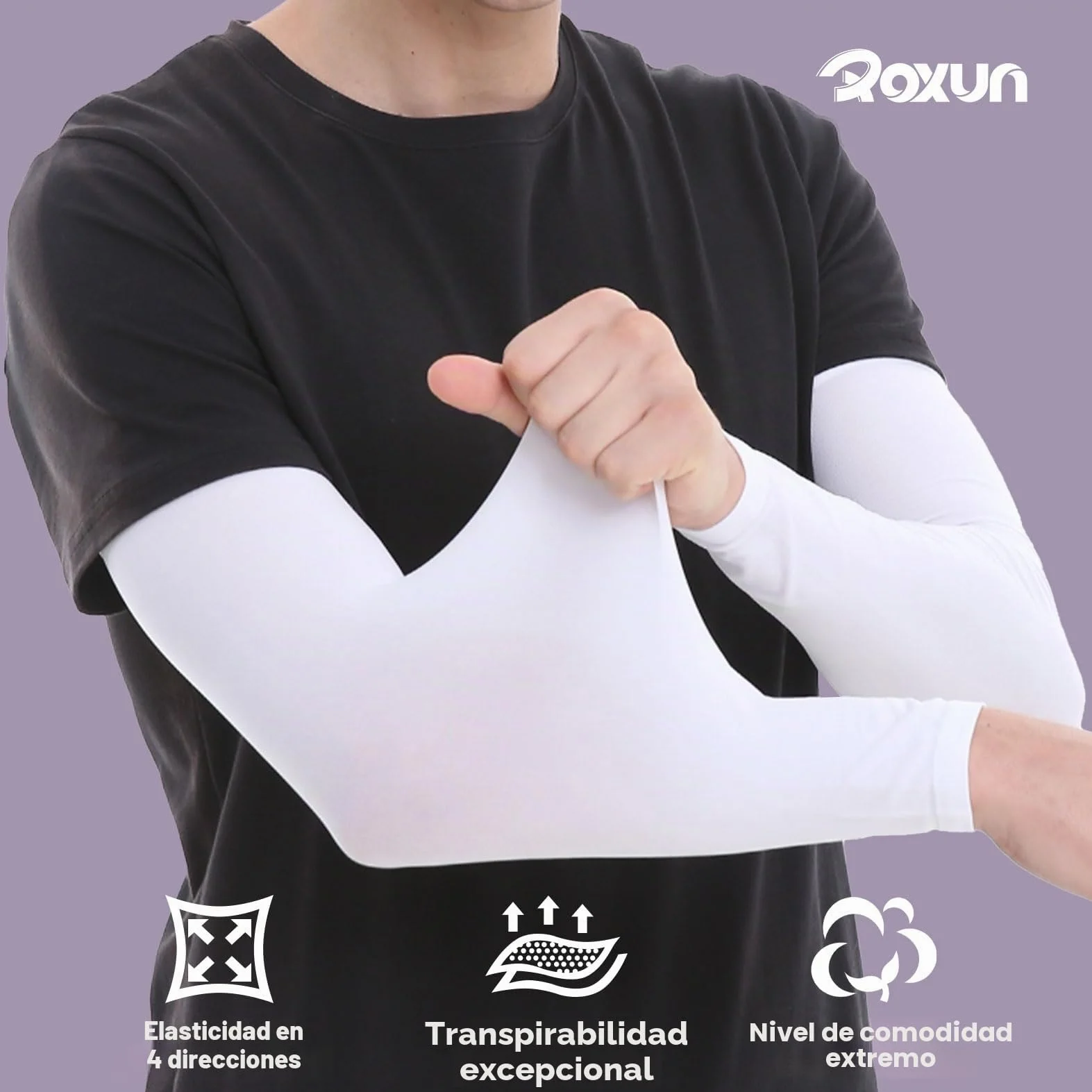 ROXUN Mangas para Brazos Protección Sol Manguitos Running Hombre Mujer Manga Compresión Ciclismo Voleibol