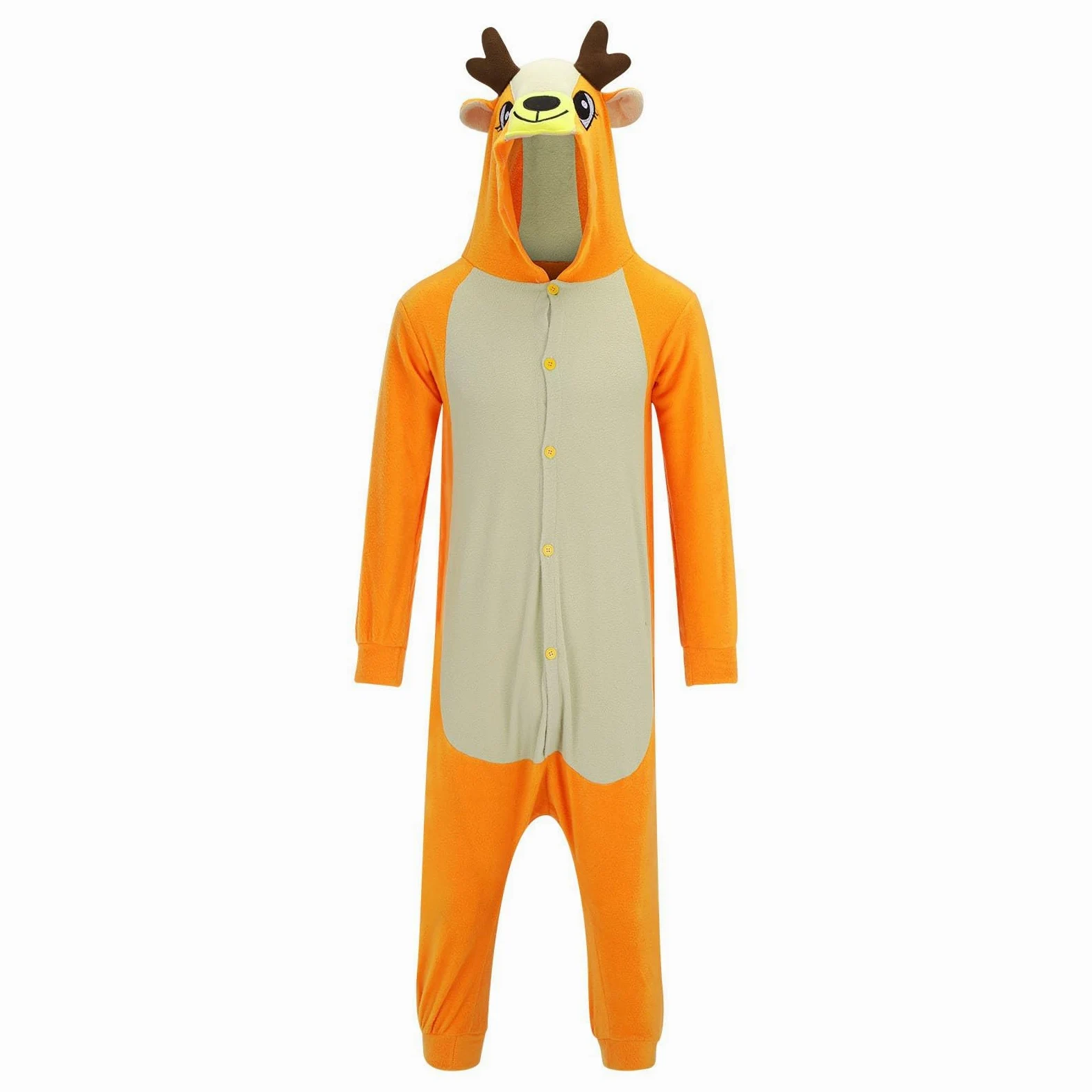 HHRLCH Womens and Mens Fleece Pajamas Sleepwear Pajamas Hooded Jumpsuit Rompers Clubwear Nightwear Cute Animal Deer Pattern for Christmas Morning or Family Photos