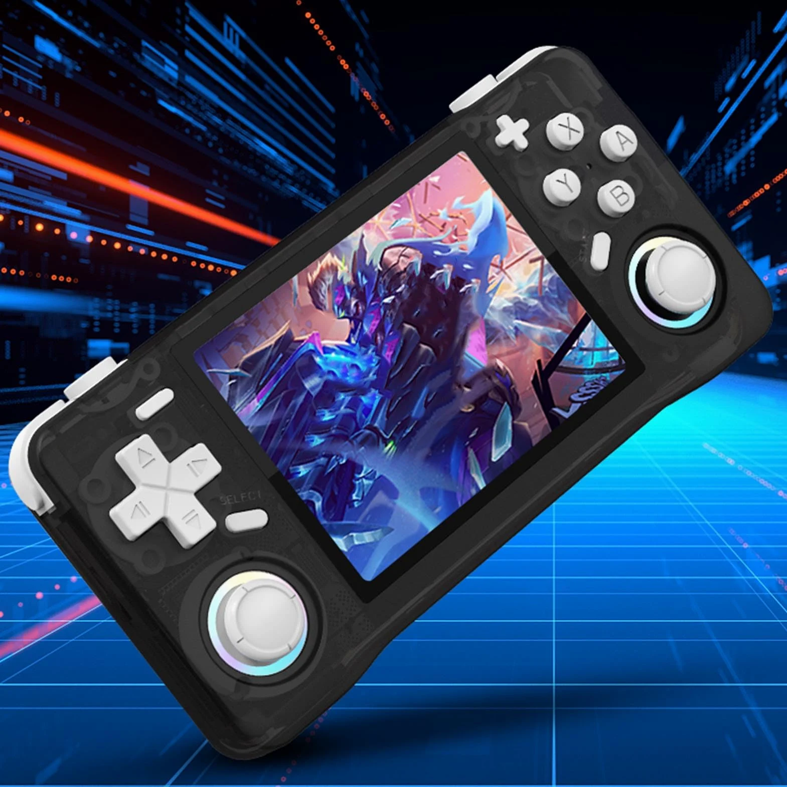 Aramox Consola de Juegos Portátil Retro, Consola de Juegos Portátil ABS con Pantalla HD de 3,5 Pulgadas 640x480, RK3326 64 Bits A35, Batería de 4000 MAh, para Jugadores de Retro a Casa de Viaje (64GB)