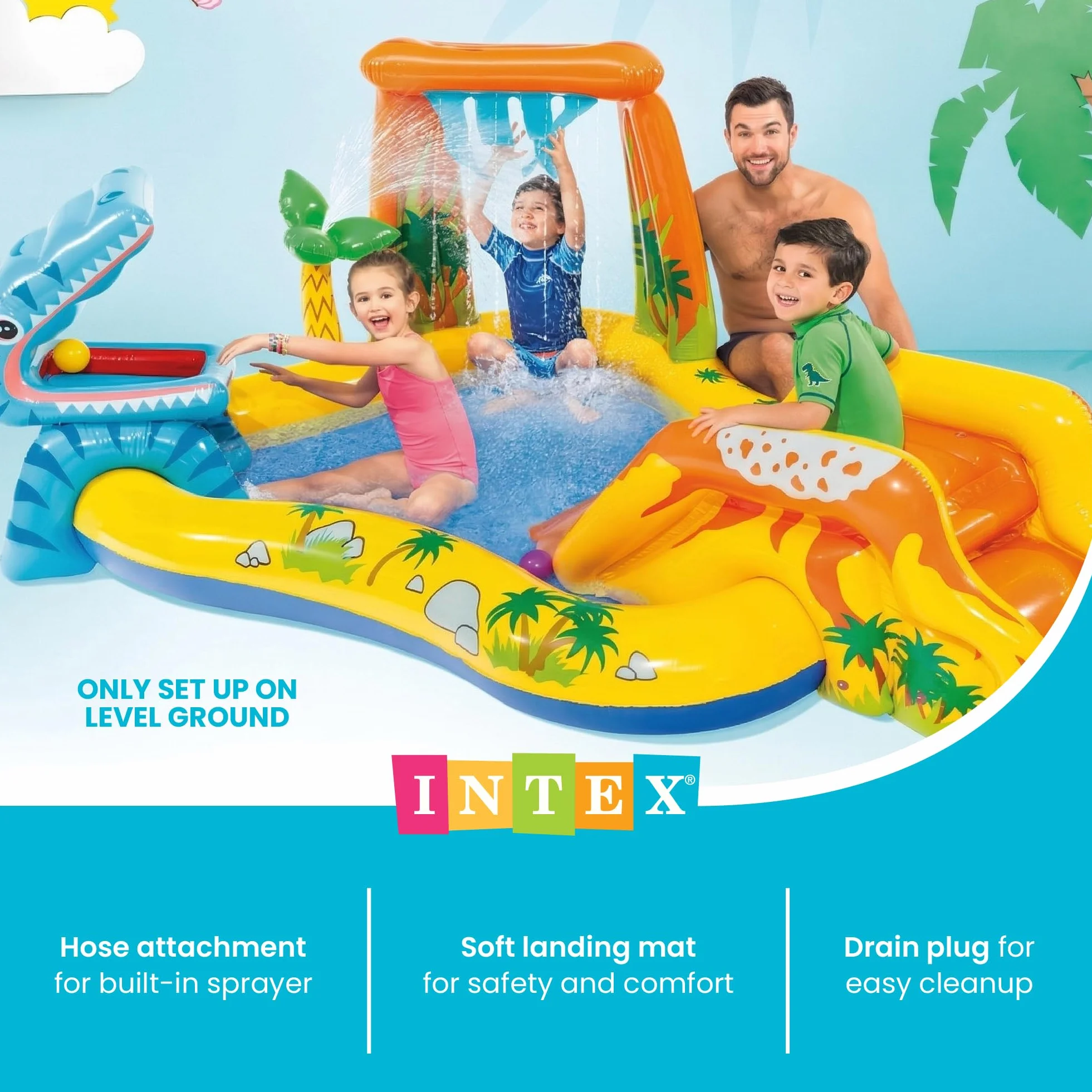 INTEX Centro Juegos Hinchable Dinosaurio 249x191x109 cm 272l