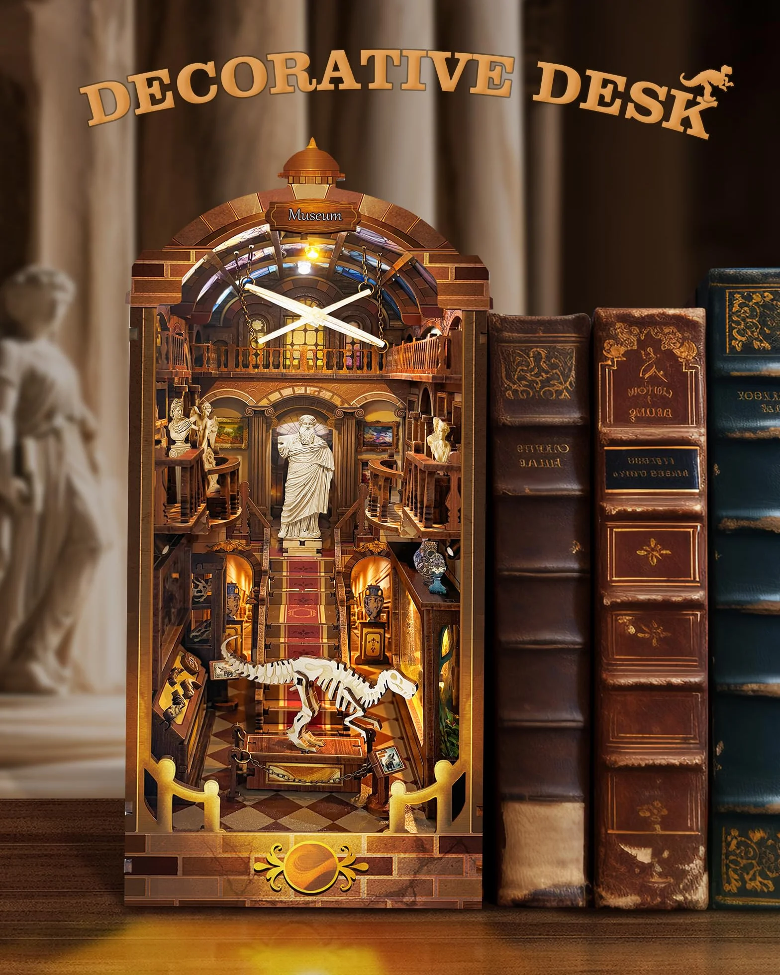 Quanquer DIY Book Nook con protección contra el Polvo y luz LED 3D de Madera Booknook, Rompecabezas de Madera 3D Booknok Navidad Halloween cumpleaños Ideas para 14 años (museos)