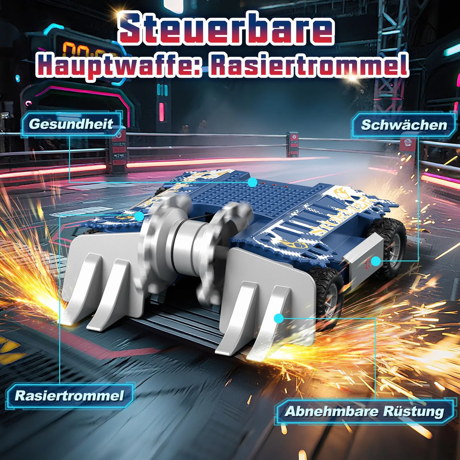 Sunrad BattleBots Arena MAX, juego de robot multijugador para niños, juguete de control remoto, para niños y niñas de 8 años