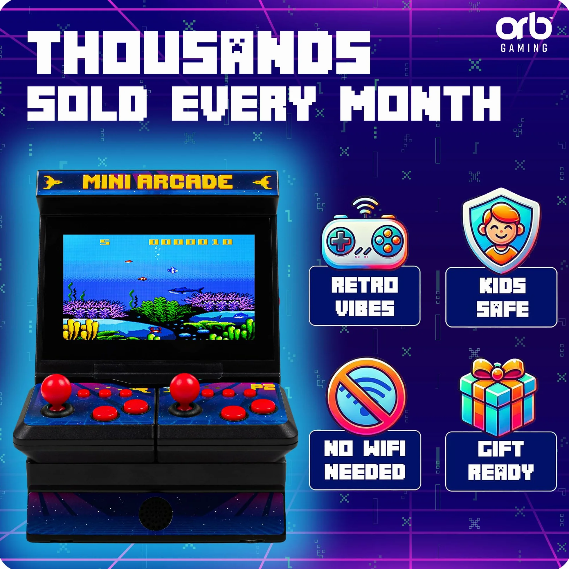 THUMBS UP Mini Arcade 2 Jugadores 300 Juegos 15Cm