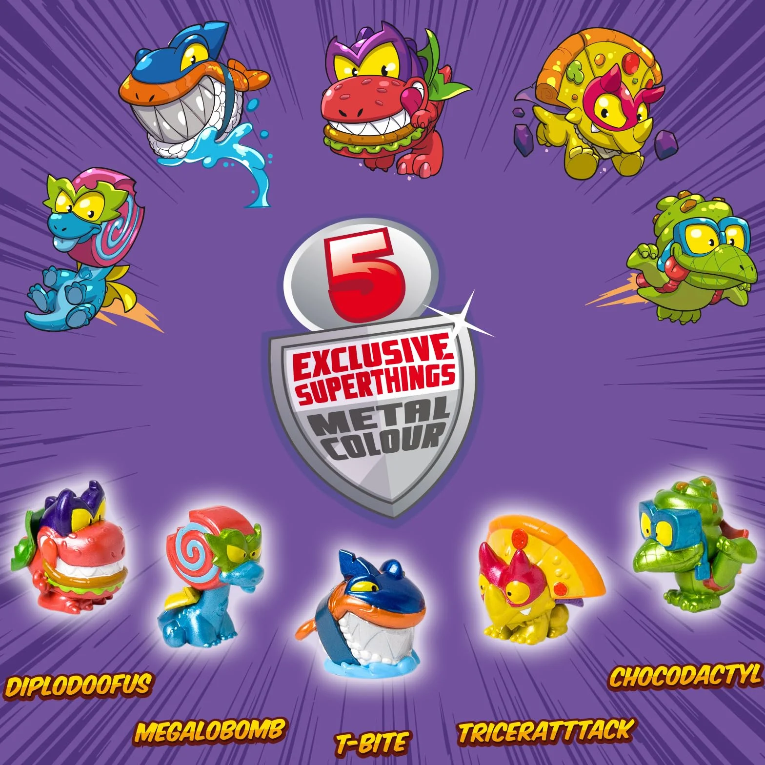 SUPERTHINGS Tin Dino Destroyers Lata 5 SuperThings Dinosaurios Exclusivos Metalizado