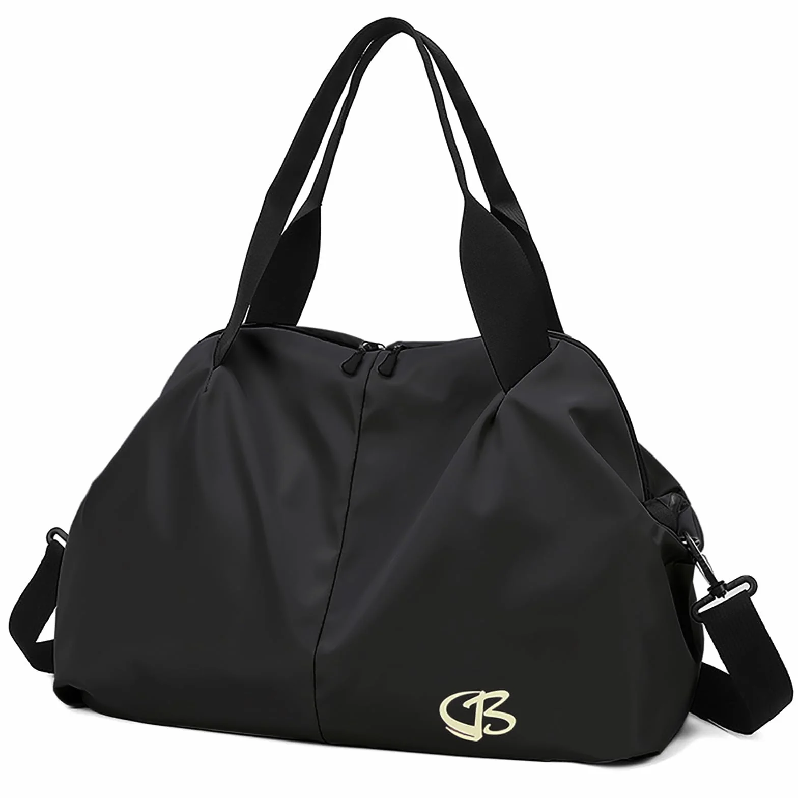 Bolsa Deporte Mujer Pequeña Impermeable con Bolsillo Húmedo, Mochila Gimnasio Viaje, Negro