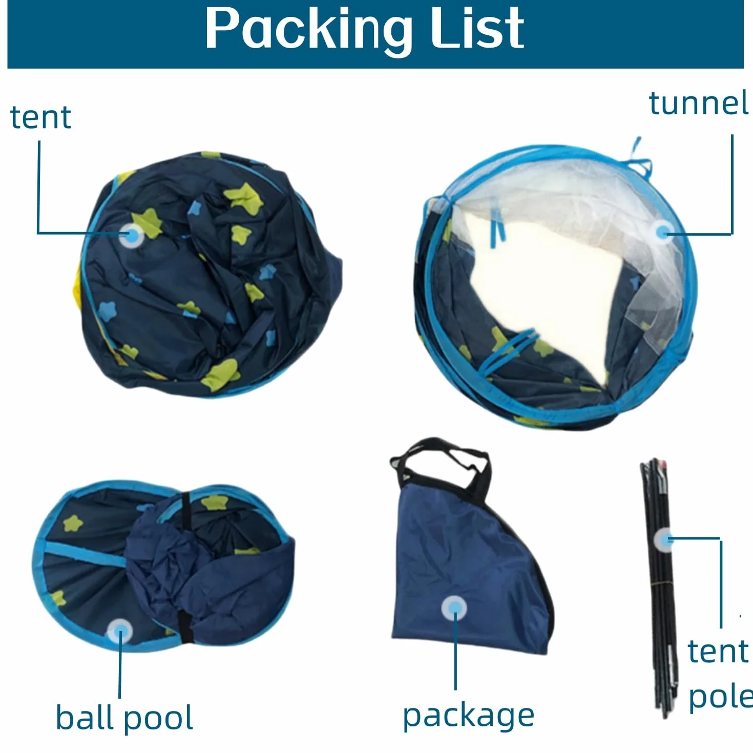 Tunel de Juego Infantil, Tienda campaña Infantil, Carpa Infantil con túnel y Piscina de Bolas, Casa de Juegos 3 y 1 para niñas y niños, Almacenaje Plegable