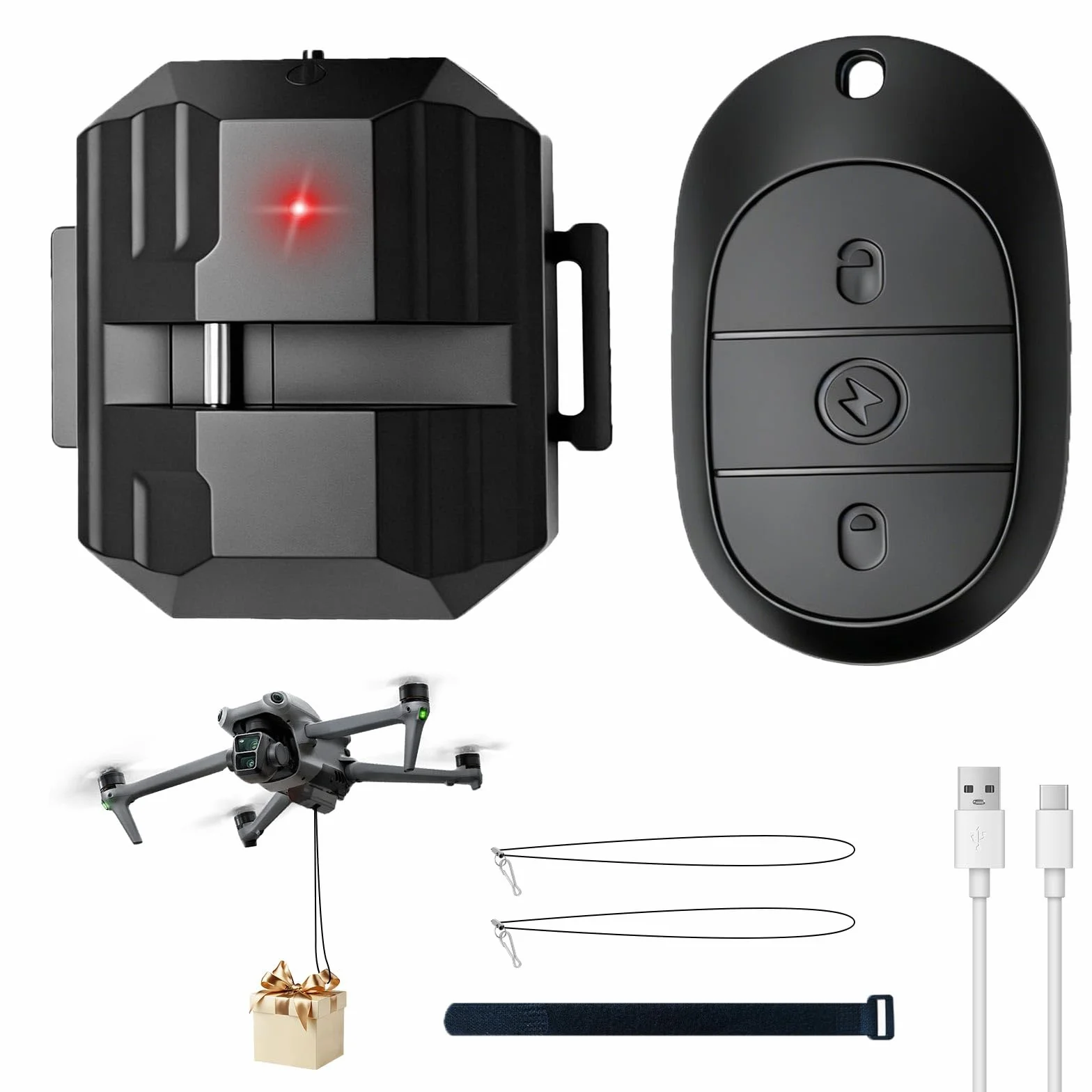 Lanzador de Drones Universal con Mando a Distancia 2.4G, Sistema Airdrop para DJI Mini 3 Pro/Mini 2/Mavic Air, Capacidad 750g, Ideal para Pesca, Bodas y Fiestas