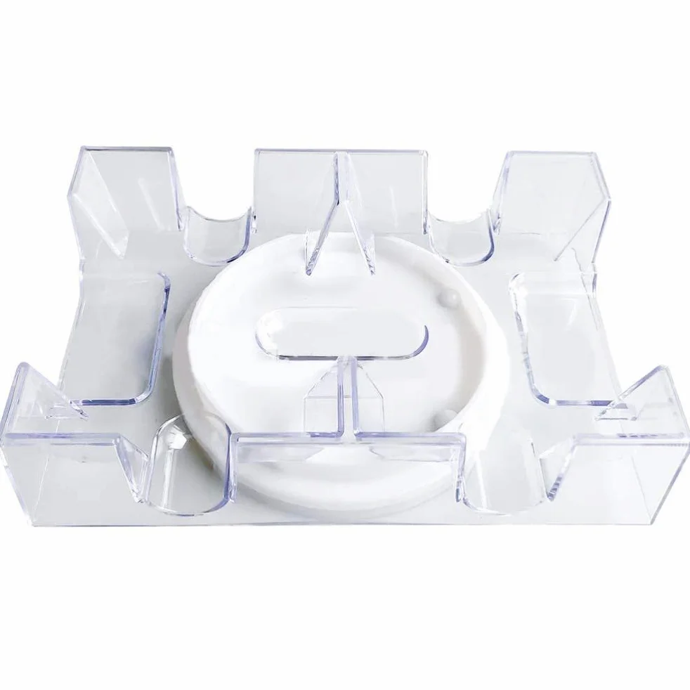 Bandeja giratoria de 2 cubiertas/6 cubiertas, giratoria suave de 360 grados, bandeja de cartas de juego, práctico titular de cartas, organizador de juegos de cartas transparente