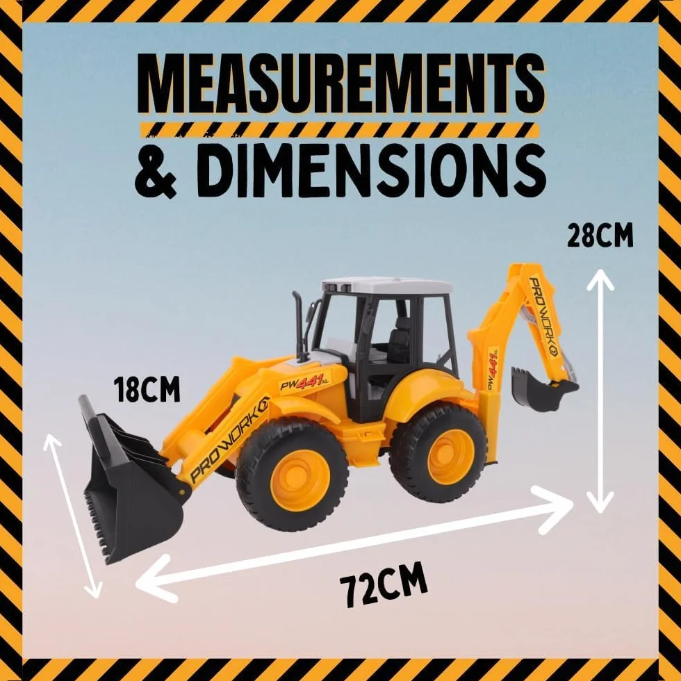 Toyland® 72cm (28") Juguete retroexcavadora Grande – Camión Excavadora de construcción con Cargador Frontal móvil y Brazo de Excavadora Trasero – niños Mayores de 3 años