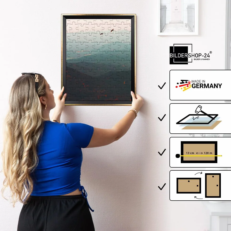 Bildershop-24 Marco para puzzles PRIO 50x70 cm Negro Oro Antiguo para aprox. 500-1000 piezas