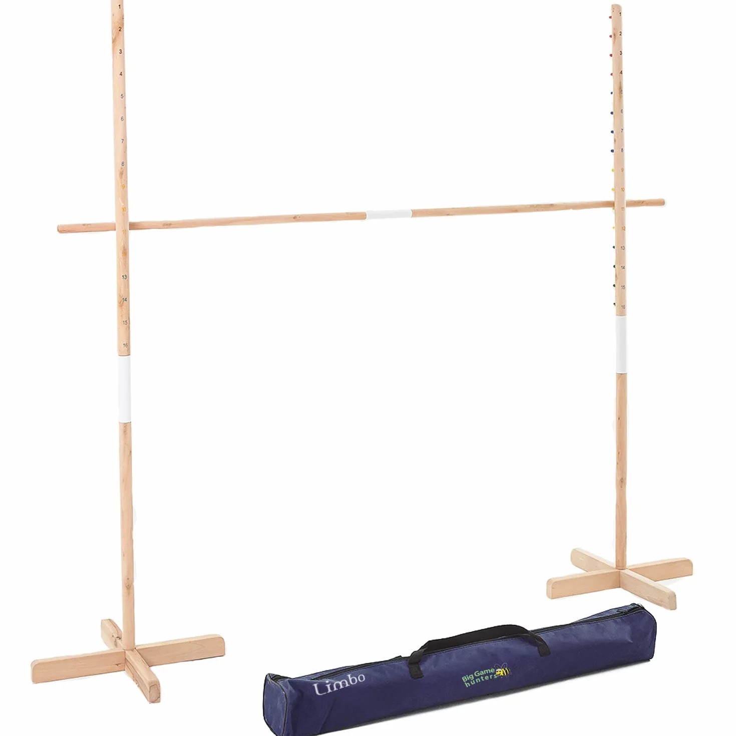 Garden Games Juego Limbo de Madera en una Bolsa- Limbo de Madera - Nuevo diseño más Fuerte con Clavijas más Bajas para Todas Las Edades