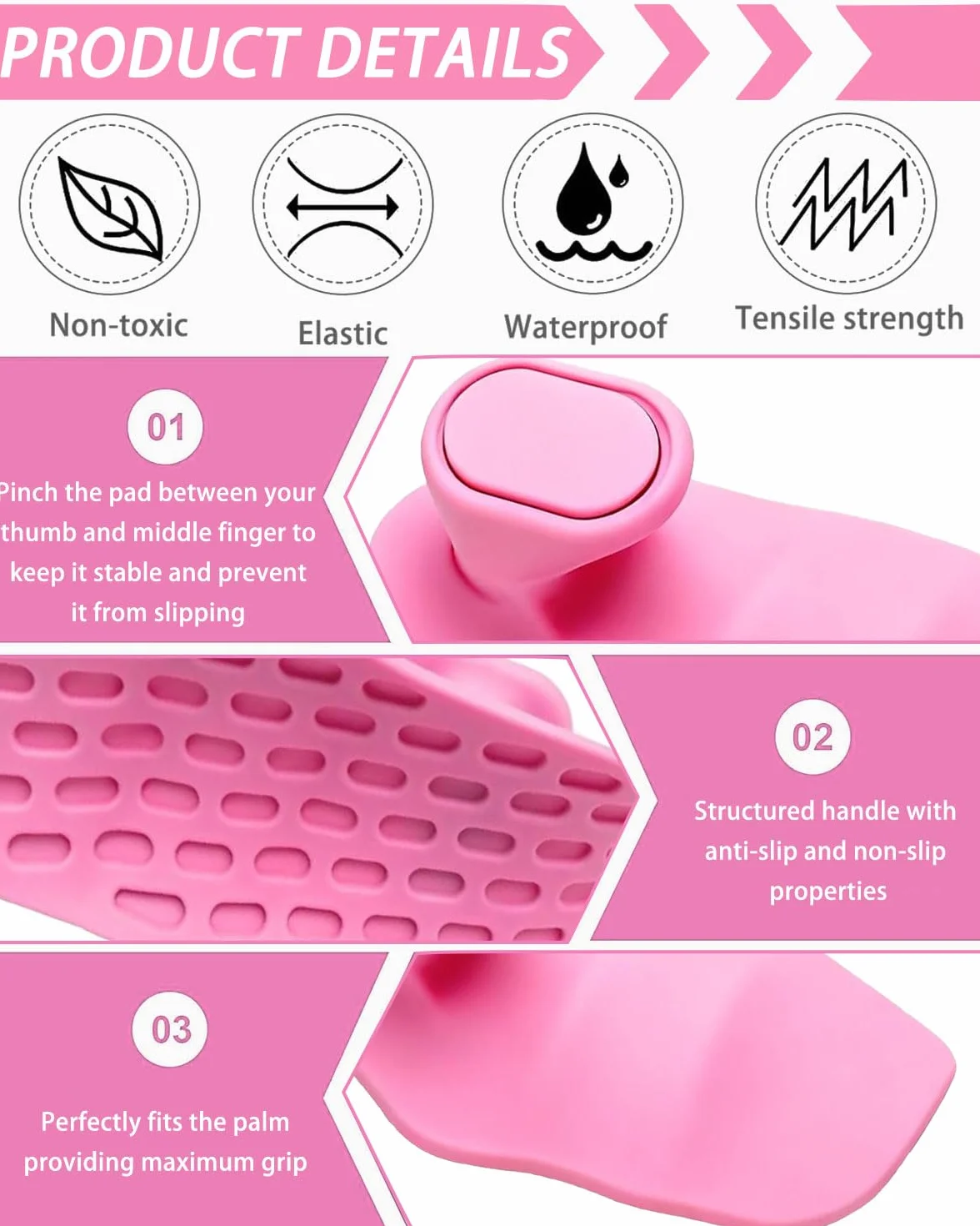 Guantes Gimnasio Hombre Antideslizante Protección Palma Empuñaduras Levantamiento sin Dedos Rosa 2Pcs