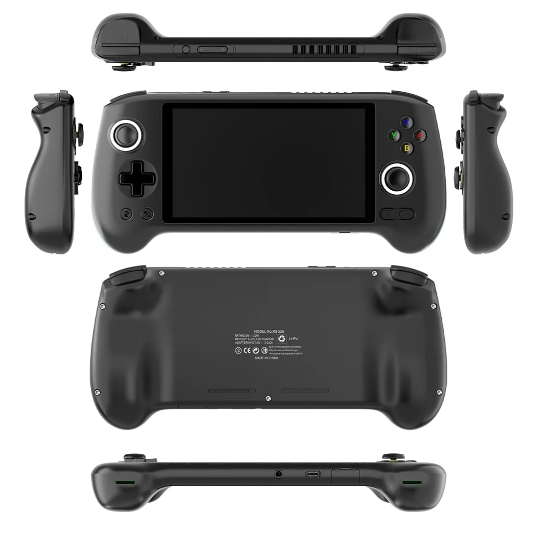 RG556 - Consola de juegos de mano retro, Android 13 Unisoc T820 de 5.4 pulgadas, compatible con pantalla AMOLED WiFi, reproductor de videojuegos para adultos y niños (4+128G)