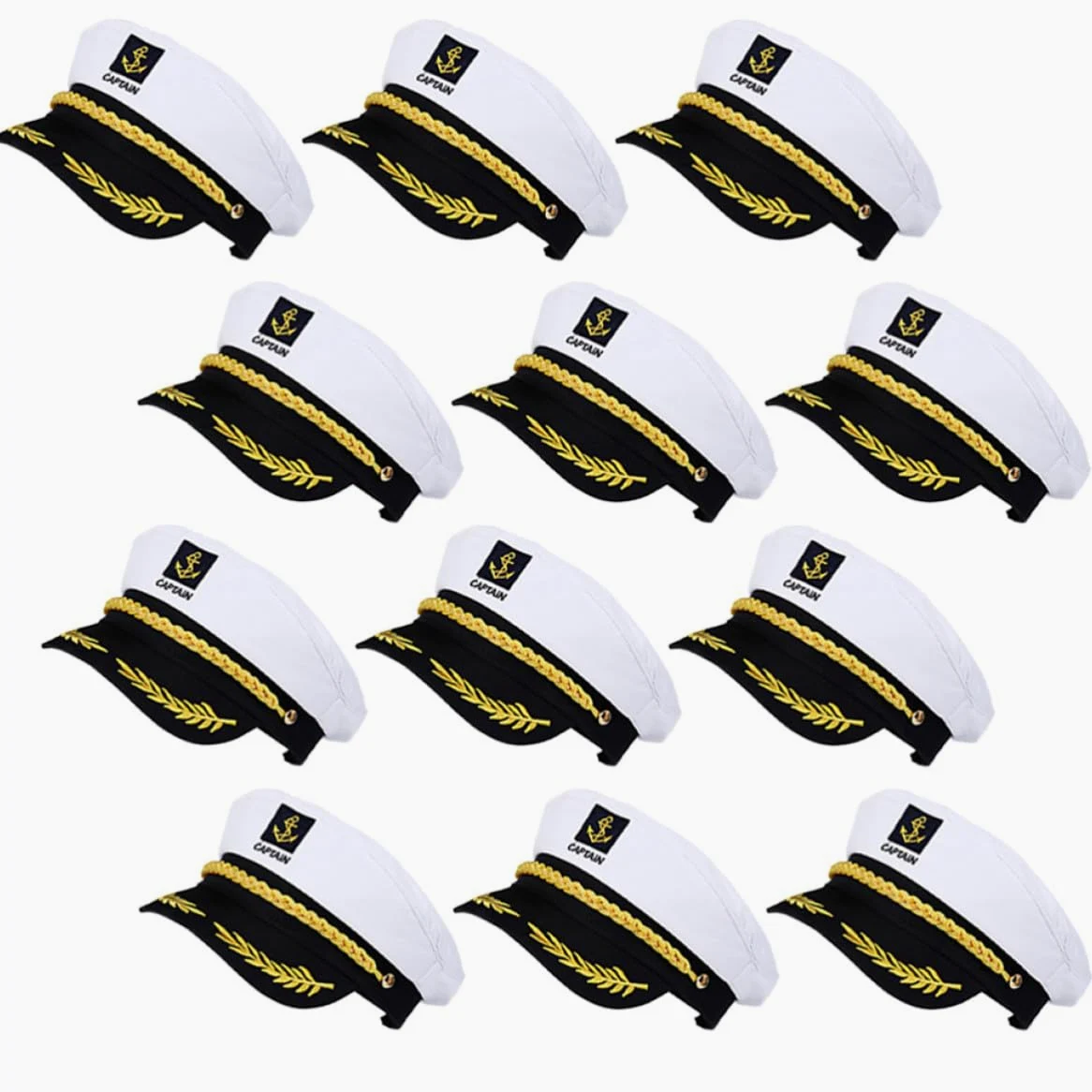 NOLITOY Sombreros de Capitán de Cosplay Fáciles de Combinar de Algodón y Plástico 20 Piezas Blancos para Fiestas de Disfraces y Juegos de Rol