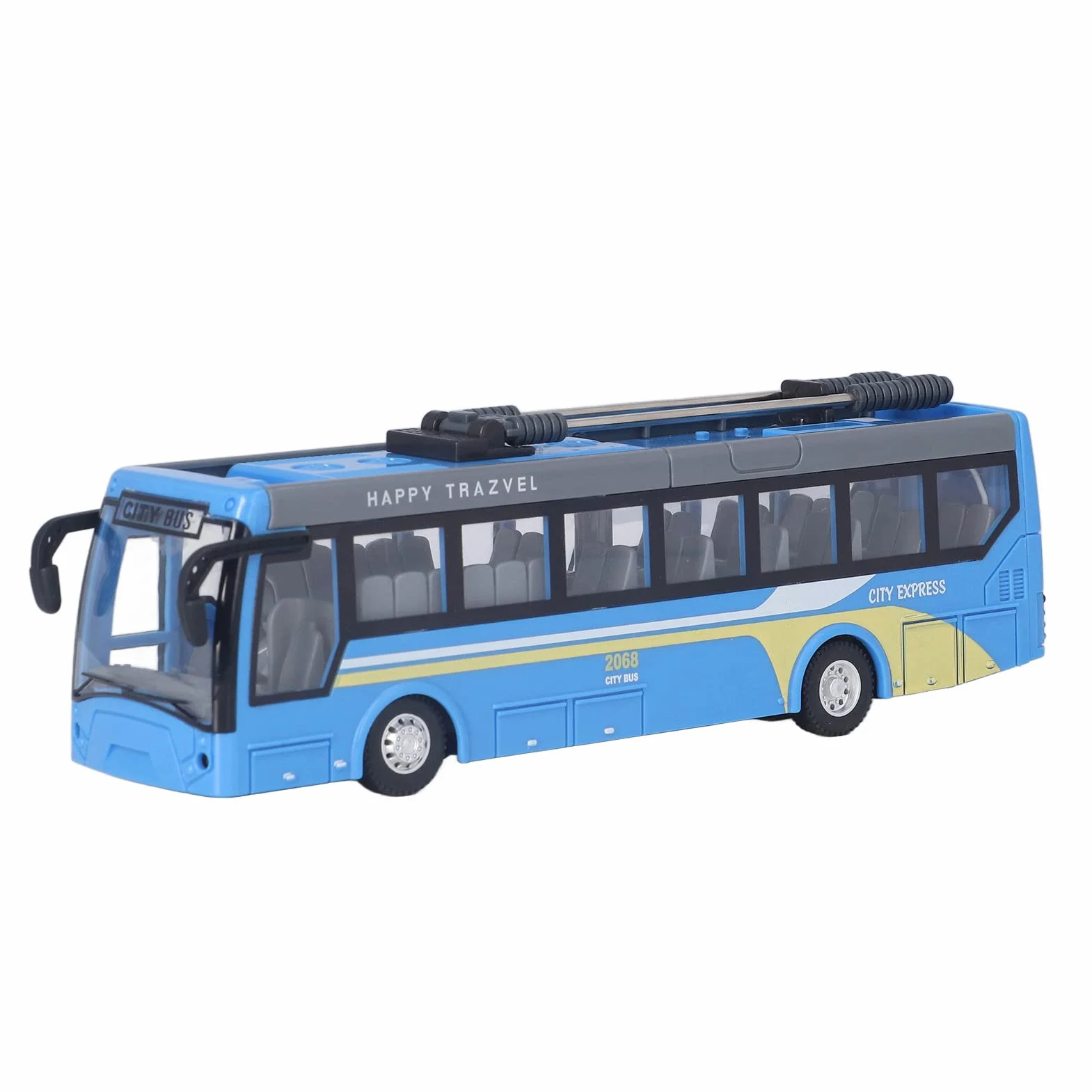 Juguete de Autobús de Control Remoto, Alta Simulación Todas Las Direcciones Que Conducen el Autobús Escolar RC Recargable para Niños(Azul)
