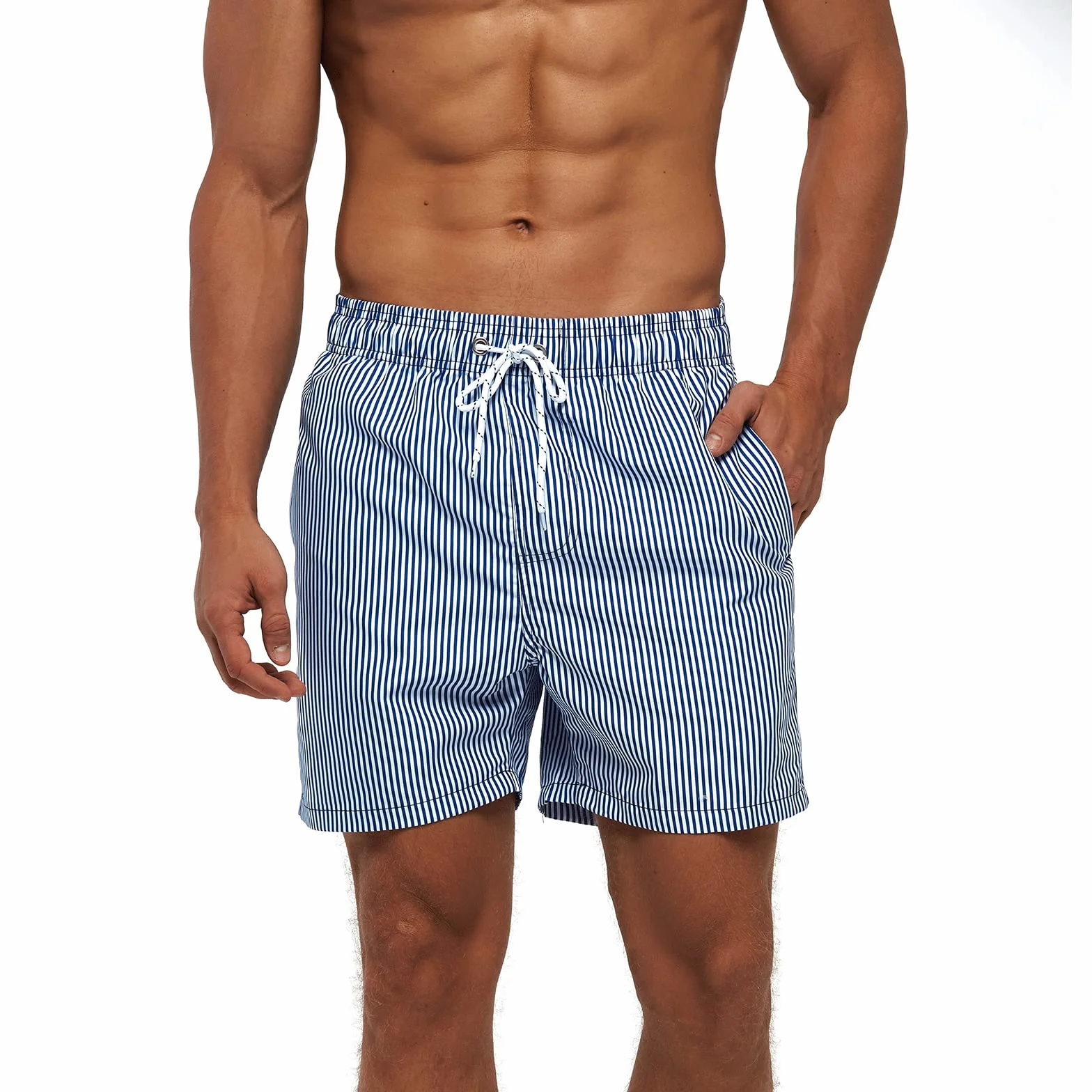 Bañador Hombre Natacion Transpirable Secado Rápido 3 Bolsillos Forro Malla Cordón Ajustable