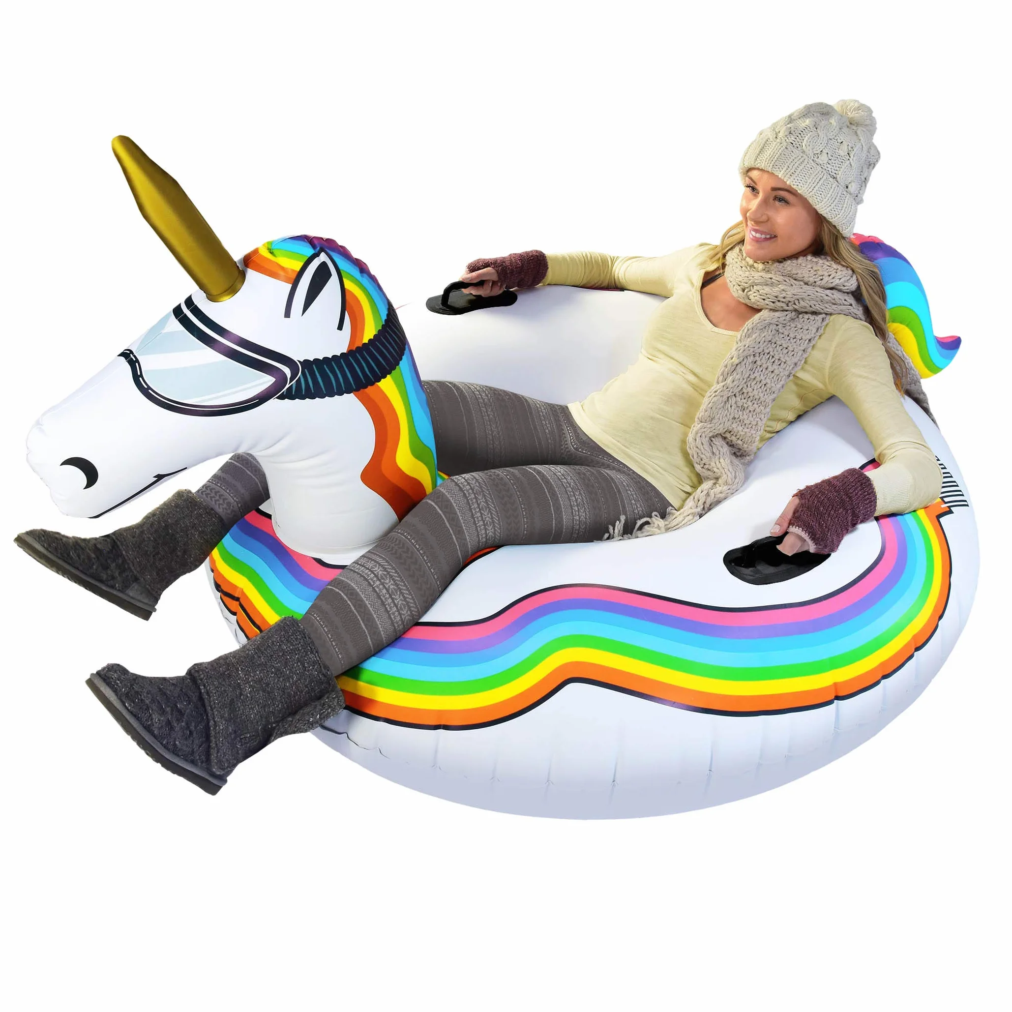 GoFloats Trineo Inflable Tubo de Nieve para Niños y Adultos Unicornio Frozen Disney