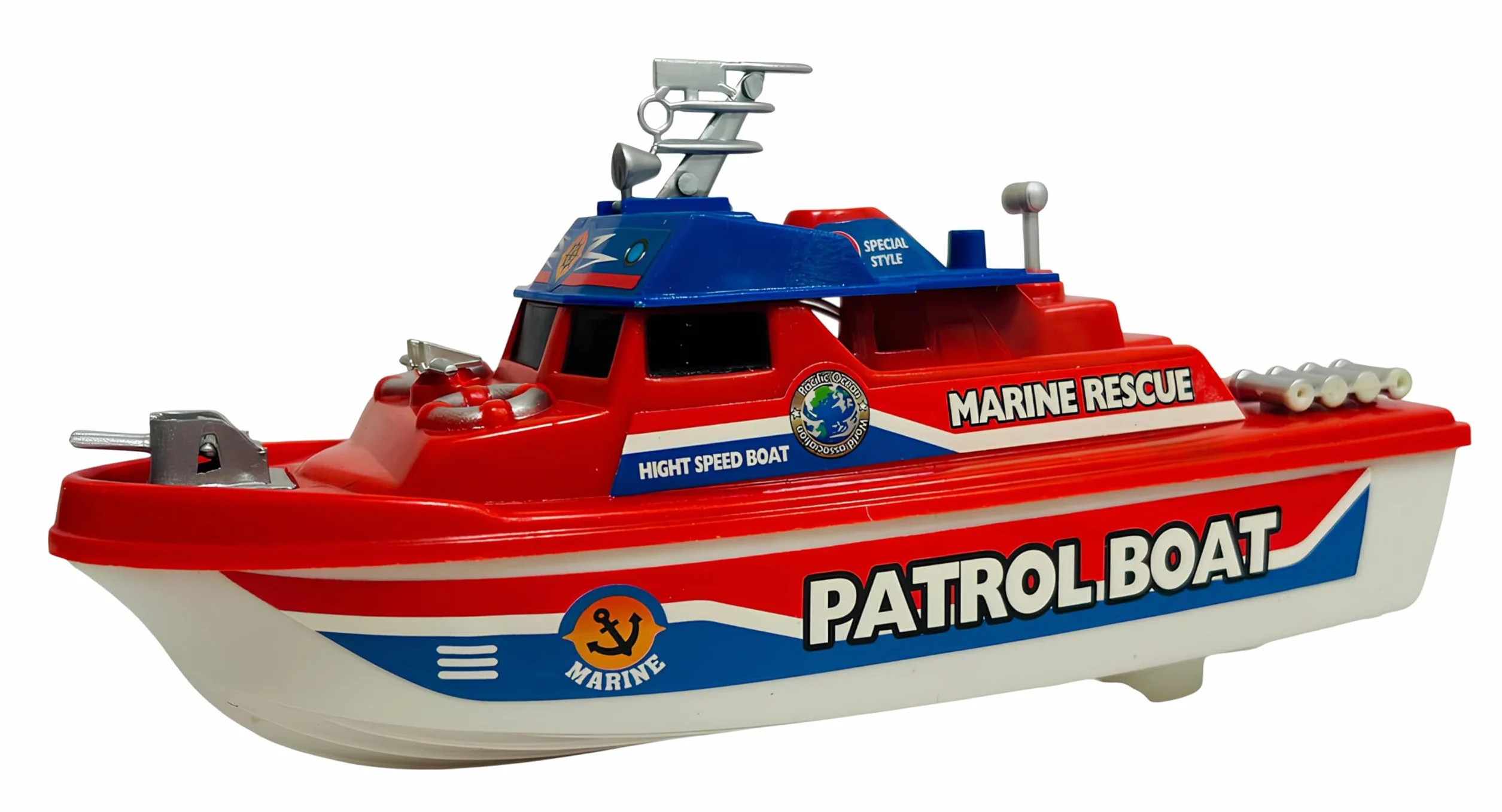 Barco de juguete motobarco con batería de trabajo Motobarco eléctrico Barco contra incendios Juguete Barco de bombero Rescate marítimo Barco de emergencia náutica a motor Guardia costera