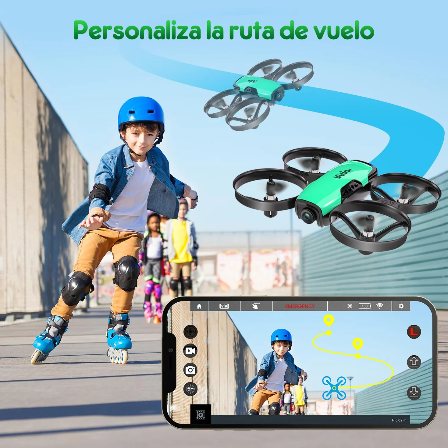 Loolinn | Drones para Niños con Camara Ajustable (8+), Mini Dron con Fotos y Videos, Incluye Dos Baterias, Seguro Para Volar, Fácil De Volar, Certificación Aprobada C0 (Idea para Regalo)