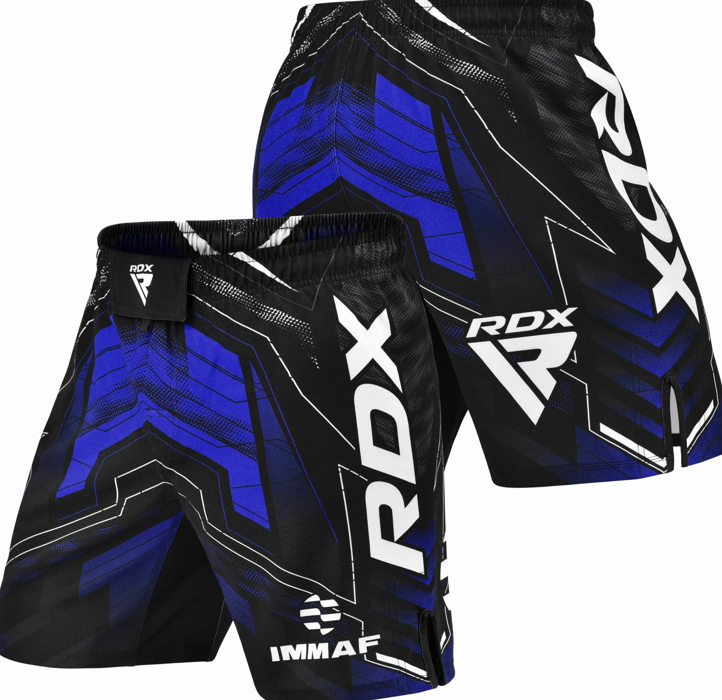 RDX Pantalones cortos de MMA aprobados por IMMAF, diseño de aberturas laterales para boxeo, muay thai, kickboxing