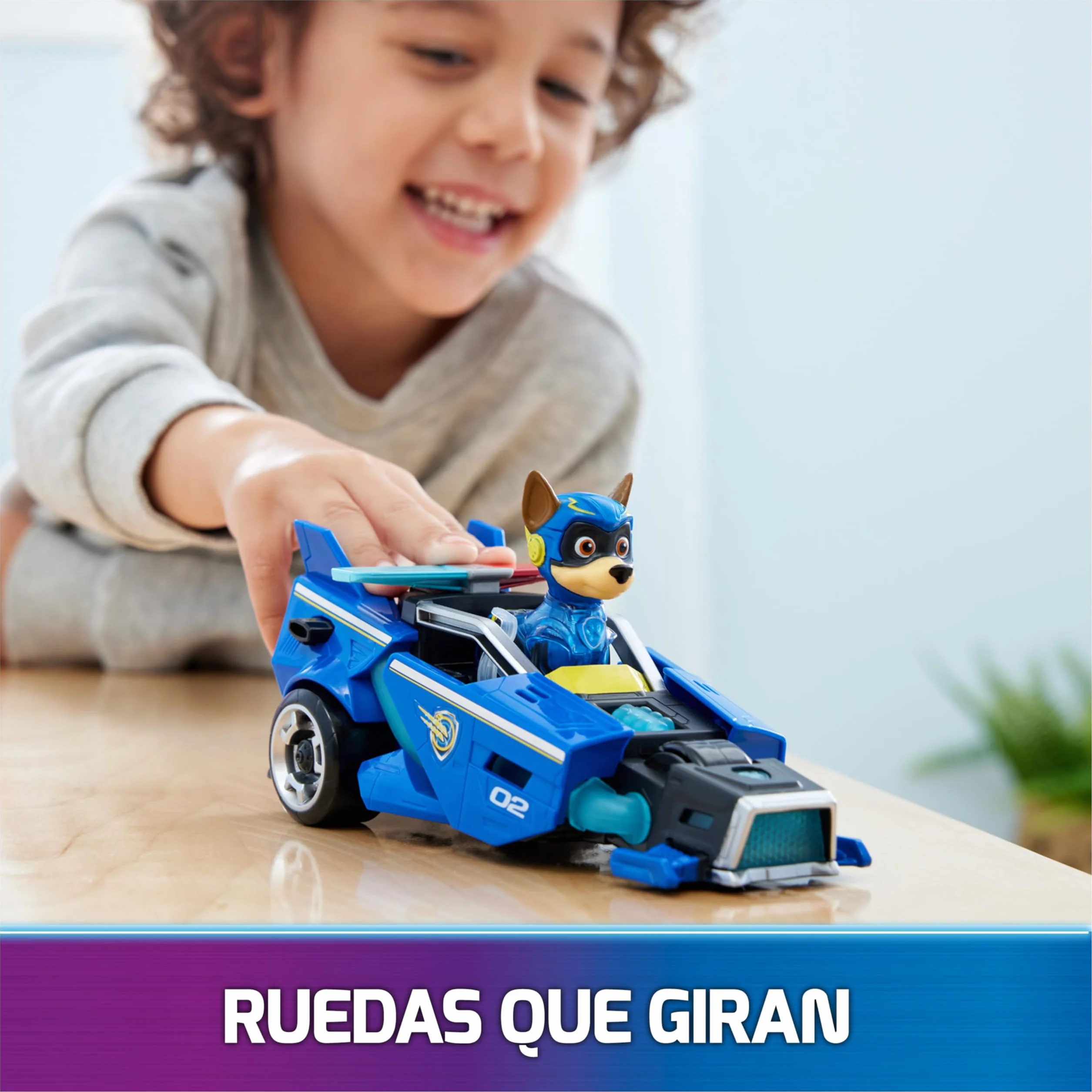 Paw Patrol Patrulla Canina Figura Chase Coche Juguete Luces Sonidos Superpelícula 3 Años+