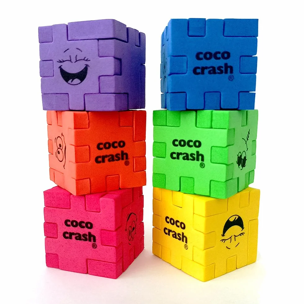 Set de 6 Puzzles 3D Cubo de Goma EVA, 6 Niveles de Dificultad, Juego de Ingenio y Desafío Mental, Coco-Crash EVAPAL
