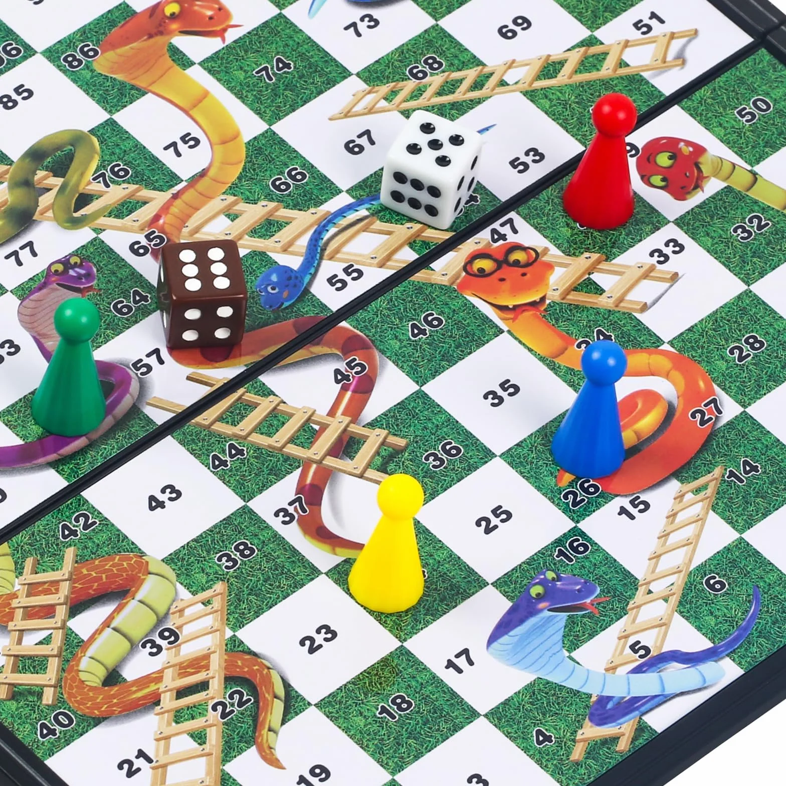 POFET Juego de Mesa Plegable magnético Snakes and Ladders, Juego de diversión Familiar