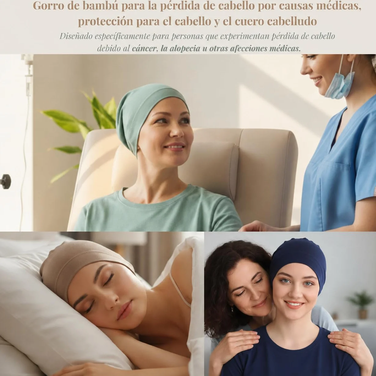 Gorro de Quimioterapia de Bambú para Mujeres y Hombres – Ultrasuave, Ligero y Transpirable, Ideal para Alopecia