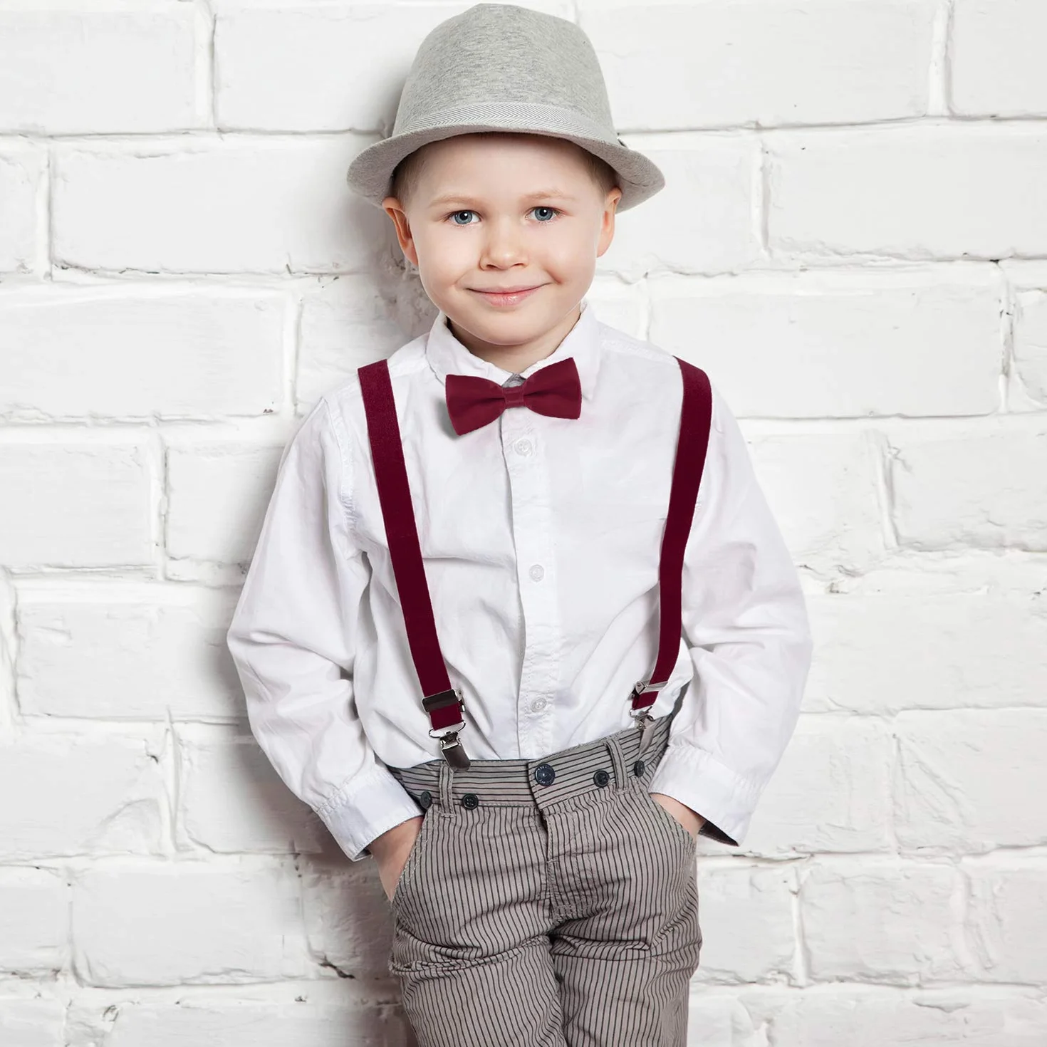 DonDon Set de Tirantes y Pajarita para Niño Elástico Ajustable 1-8 Años