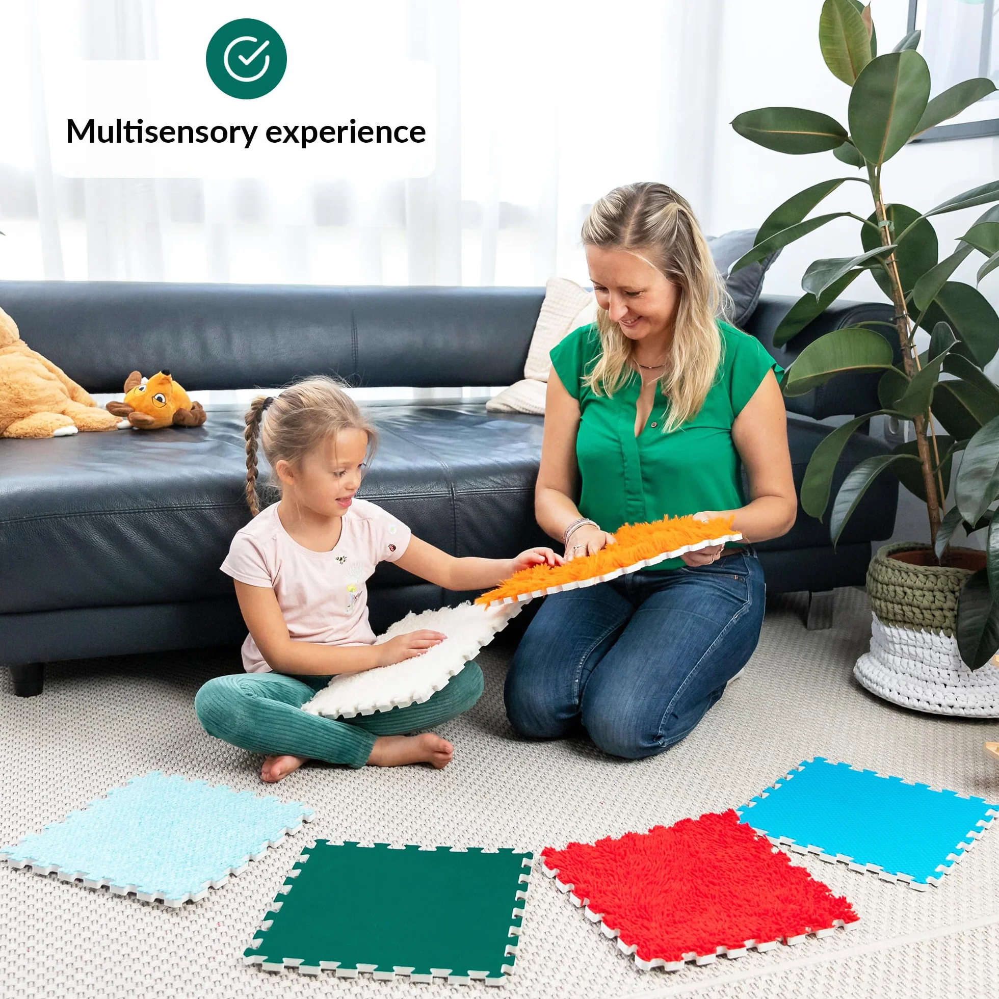 Baldosas Sensoriales Para Niños | Alfombrillas Sensoriales Encajables Para Autistas | Exploración Multisensorial | Puzle Sensorial | Juguete Sensorial Para Juego Táctil | Alfombrilla Ortopédica