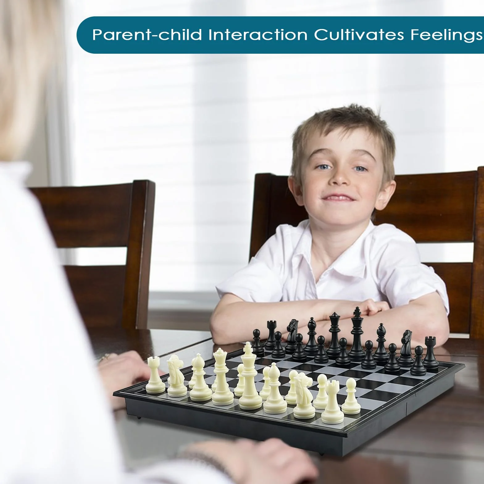 Fousenuk Ajedrez Magnetico Plegable, Tablero de Viaje Portatil de Rompecabezas, Piezas Ajedrez, Chess Niños, Juego Infantil y Adultos (Negro, Blanco) 25 × 25 cm