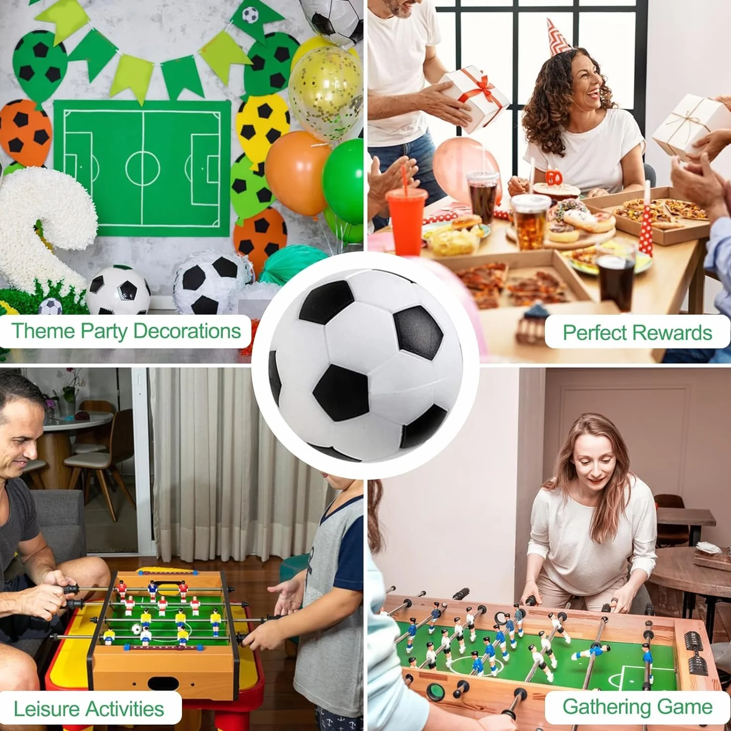 Juego de 8 mini globos de fútbol y billar 32 mm, accesorio de mesa